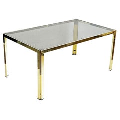 Modernist Italian Brass and Smoked Glass Coffee Table, 1960s - 1970s 