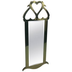 Modernist Italian Brass Heart Design Mirror