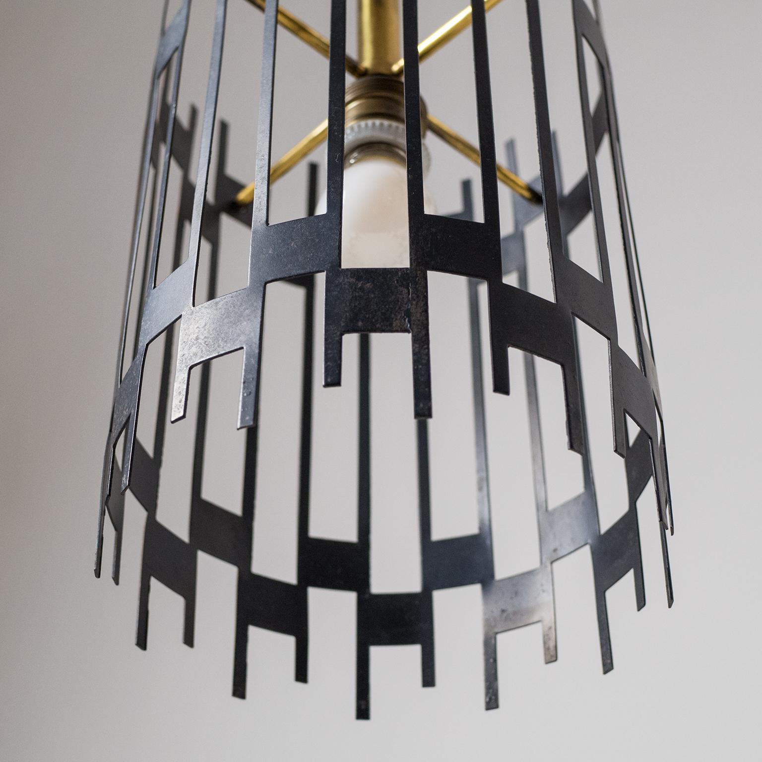 Modernist Italian 'Cage' Pendant, 1950s For Sale 4