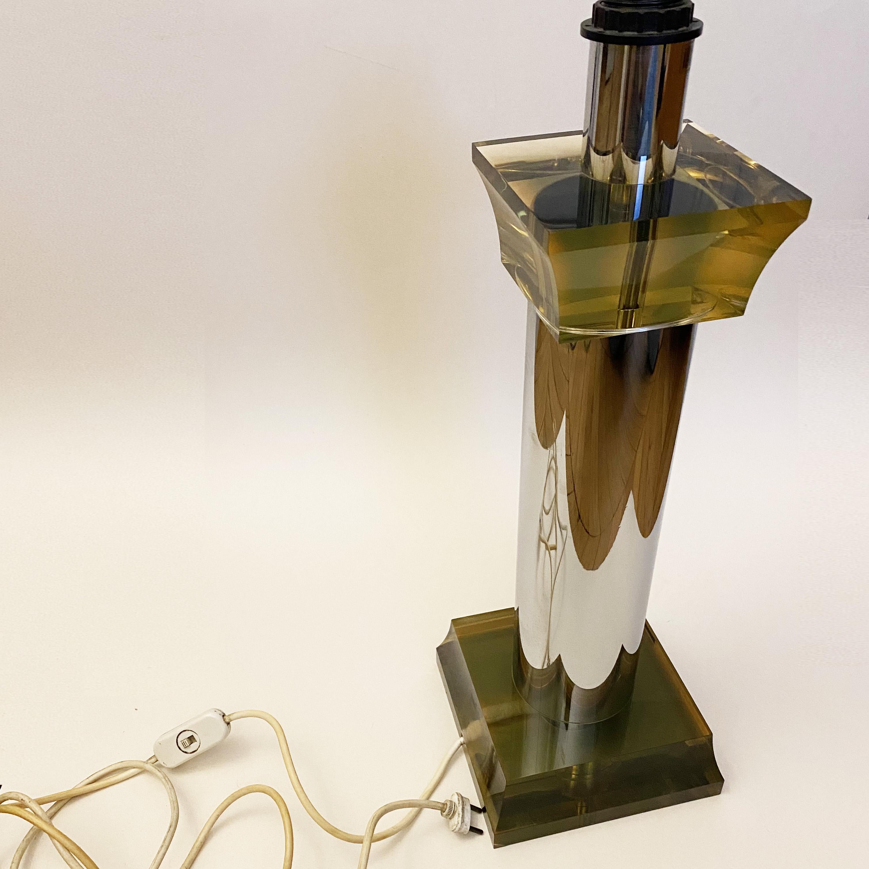 Modernist Italian Chrome & Lucite Lamp by Felice Antonio Botta, 1970s, set of 2. For Sale 2