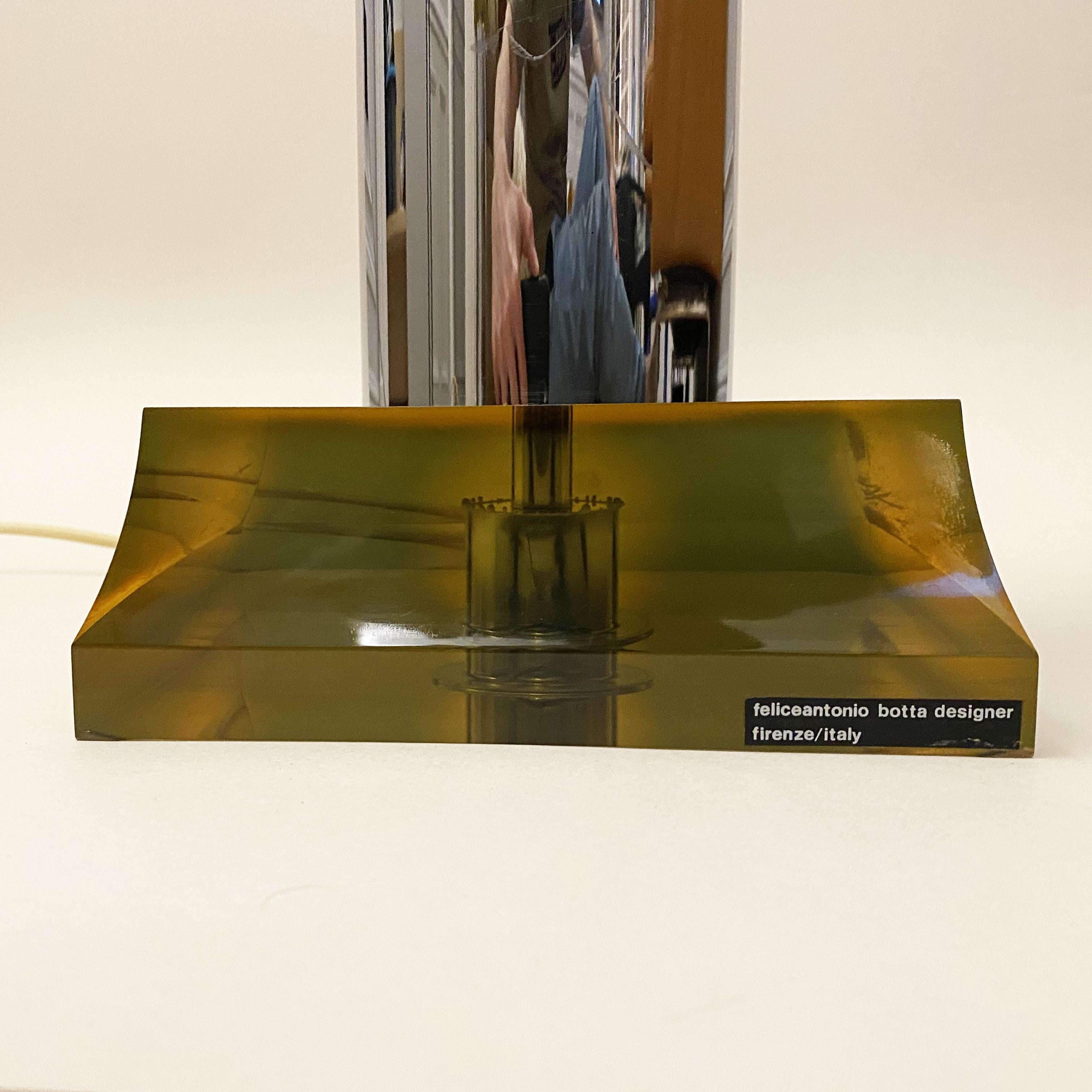 Modernist Italian Chrome & Lucite Lamp by Felice Antonio Botta, 1970s, set of 2. For Sale 3