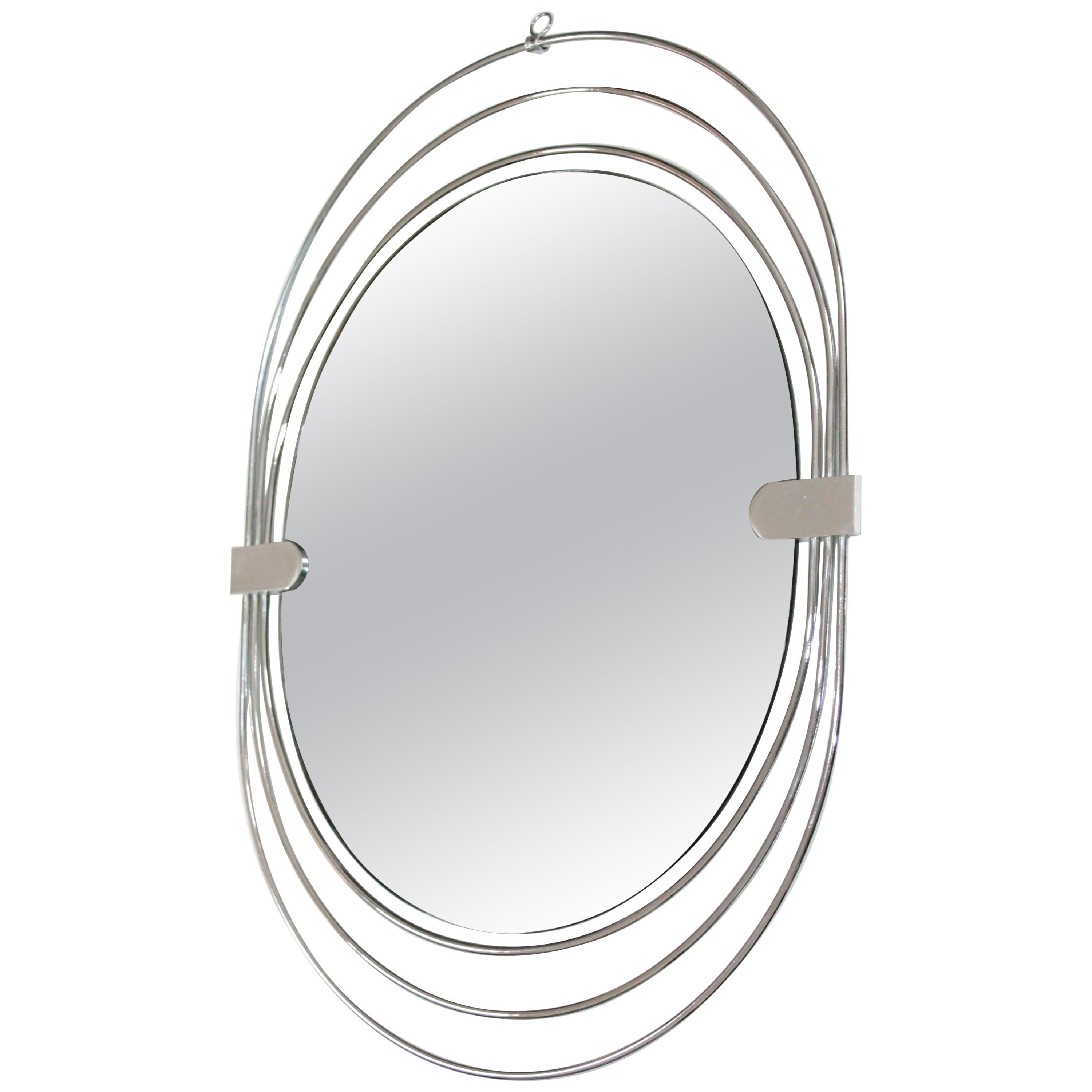 Modernist Italian Chrome Mirror by Sciolari, 1970s For Sale