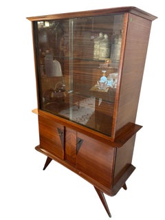 Mid-Century Modern Rosewood & Brass Display Cabinet, Italian, 1950s