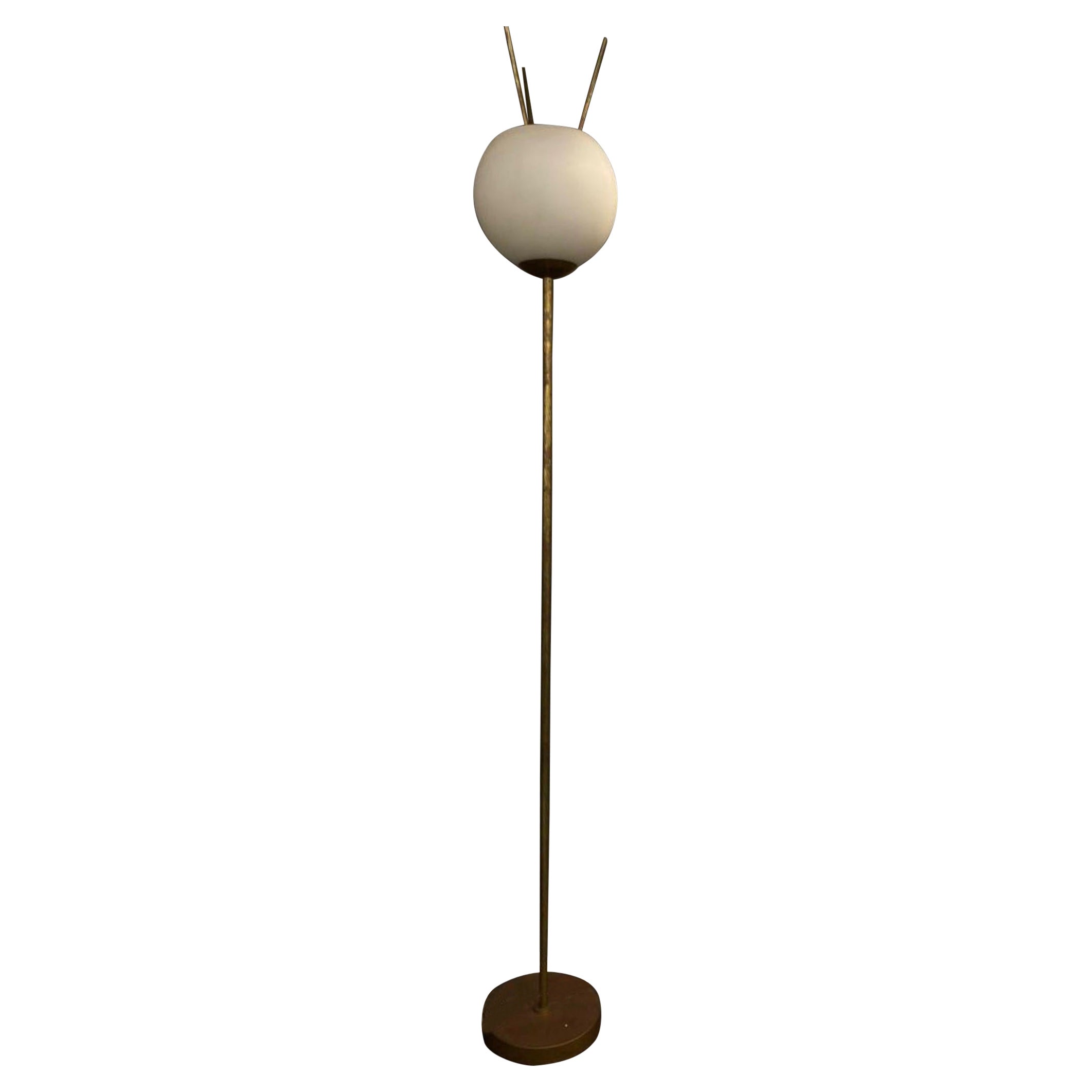 Modernist Italian Floor Lamp with White Shade