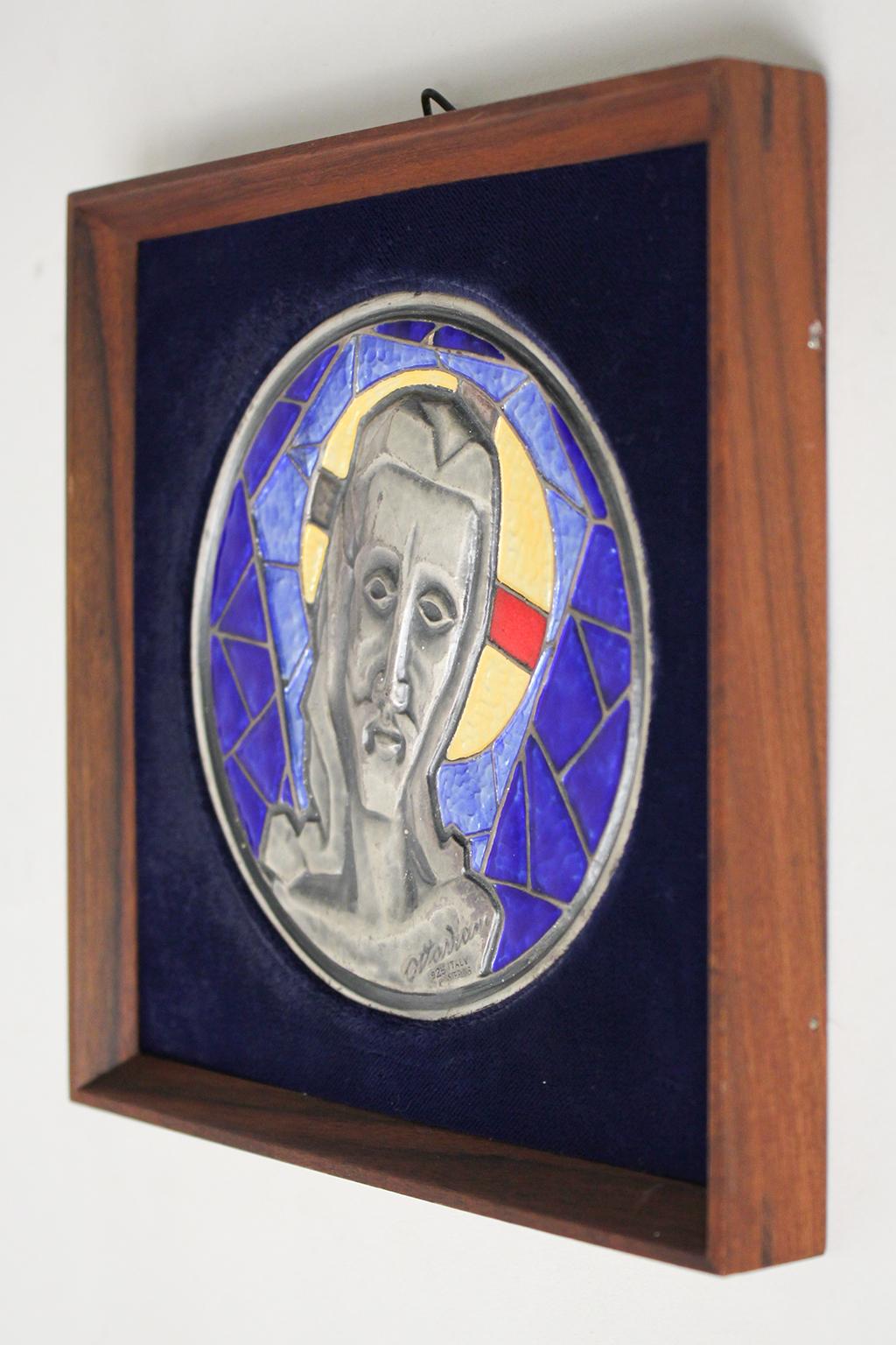 Modernist Italian Giovanni Ottaviani Sterling Silver Enamel Wall Plaque Panel In Excellent Condition In San Diego, CA