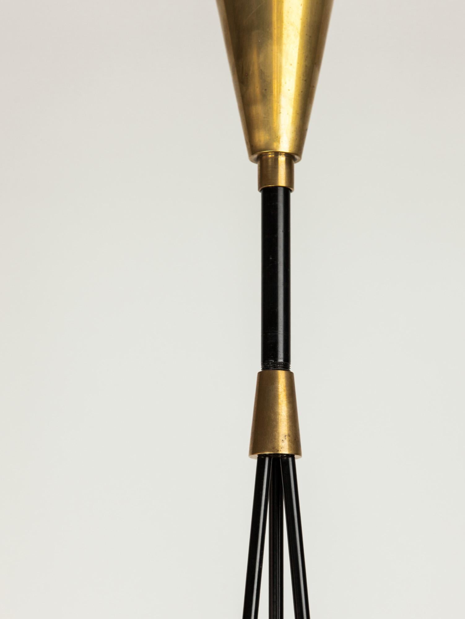Modernist Italian Glass and Brass Pendant by Stilnovo, 1950s  1