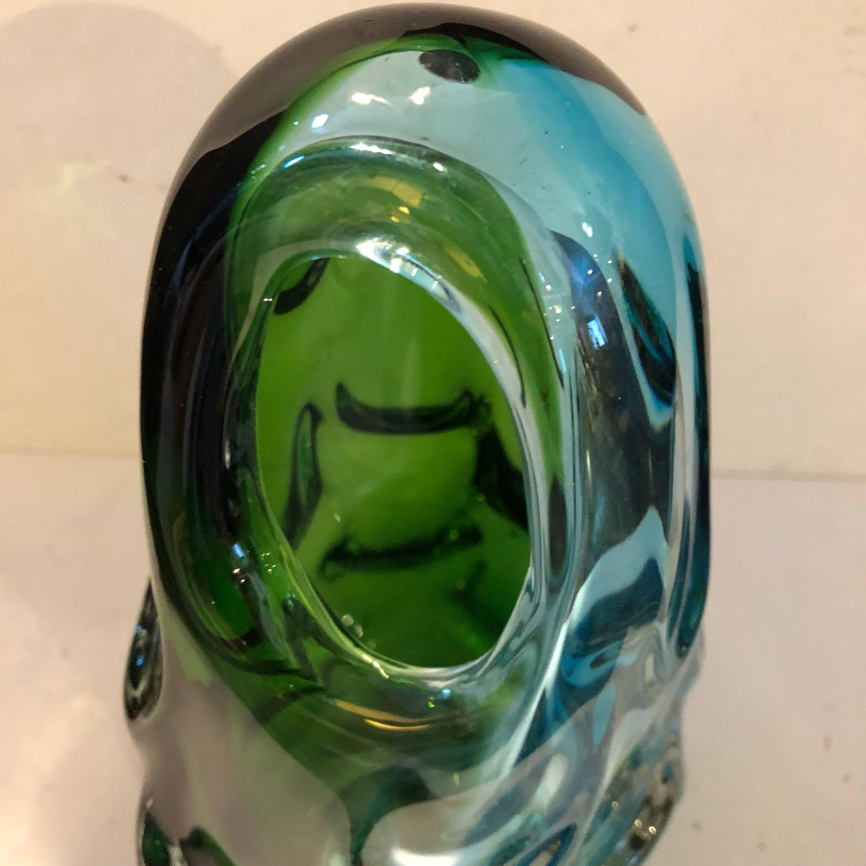 Modernist Italian Green Sommerso Murano Glass Vase circa 1960 In Good Condition In Aci Castello, IT