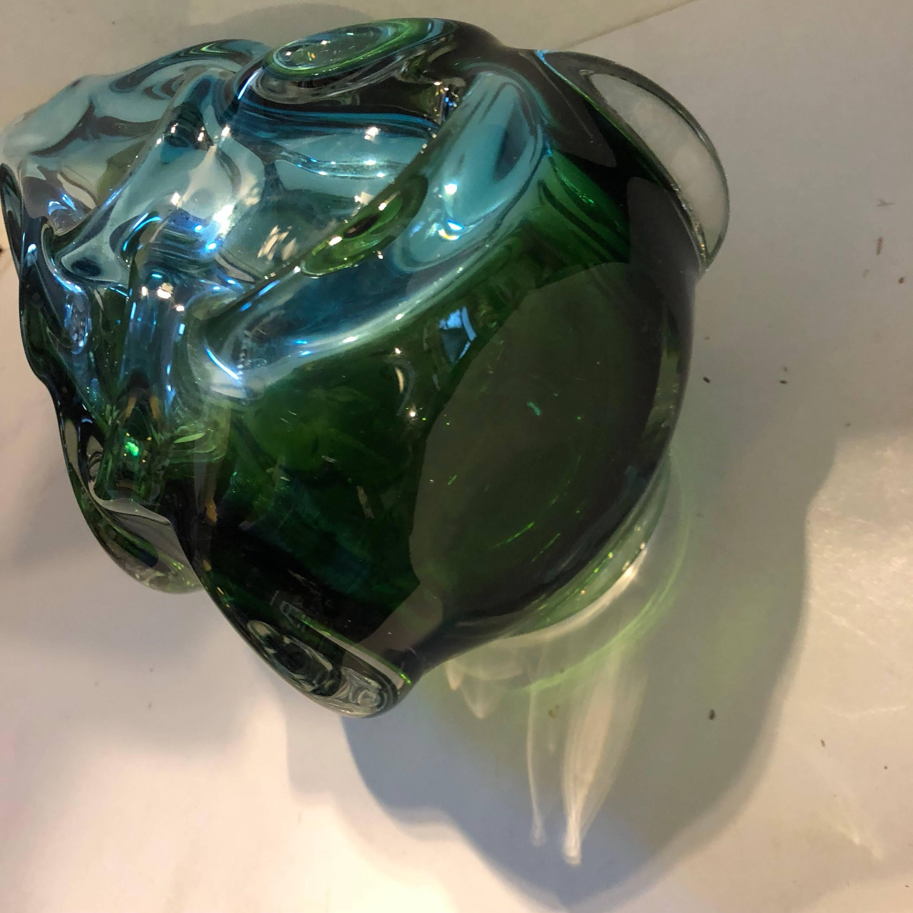 Modernist Italian Green Sommerso Murano Glass Vase circa 1960 2