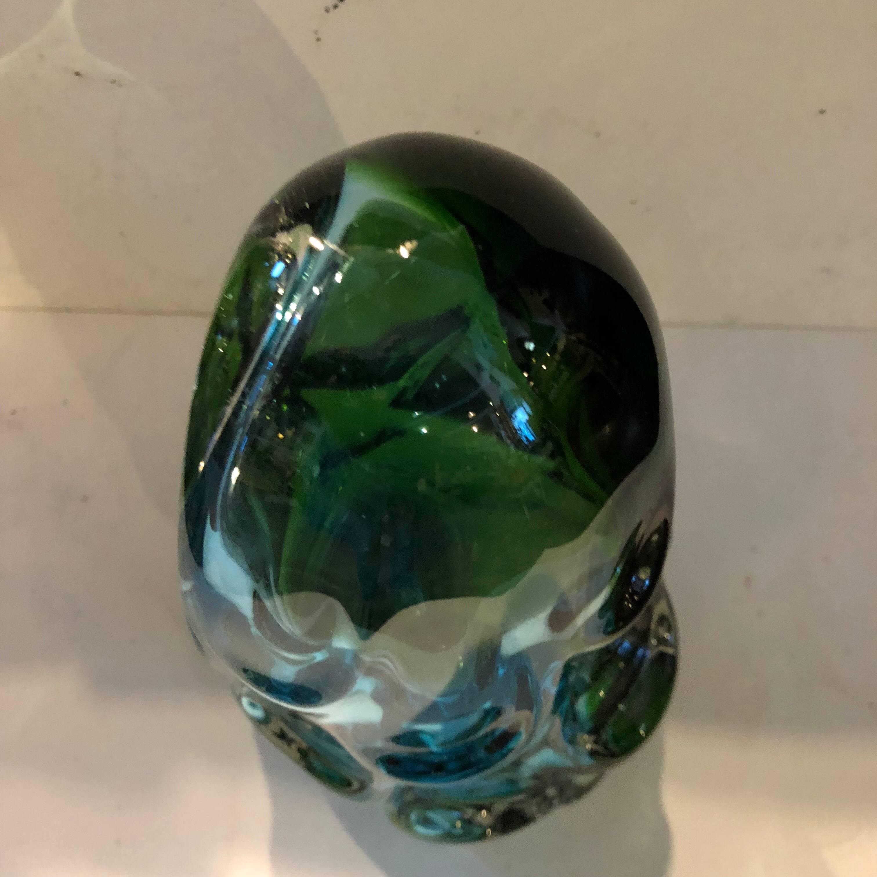 Modernist Italian Green Sommerso Murano Glass Vase circa 1960 3