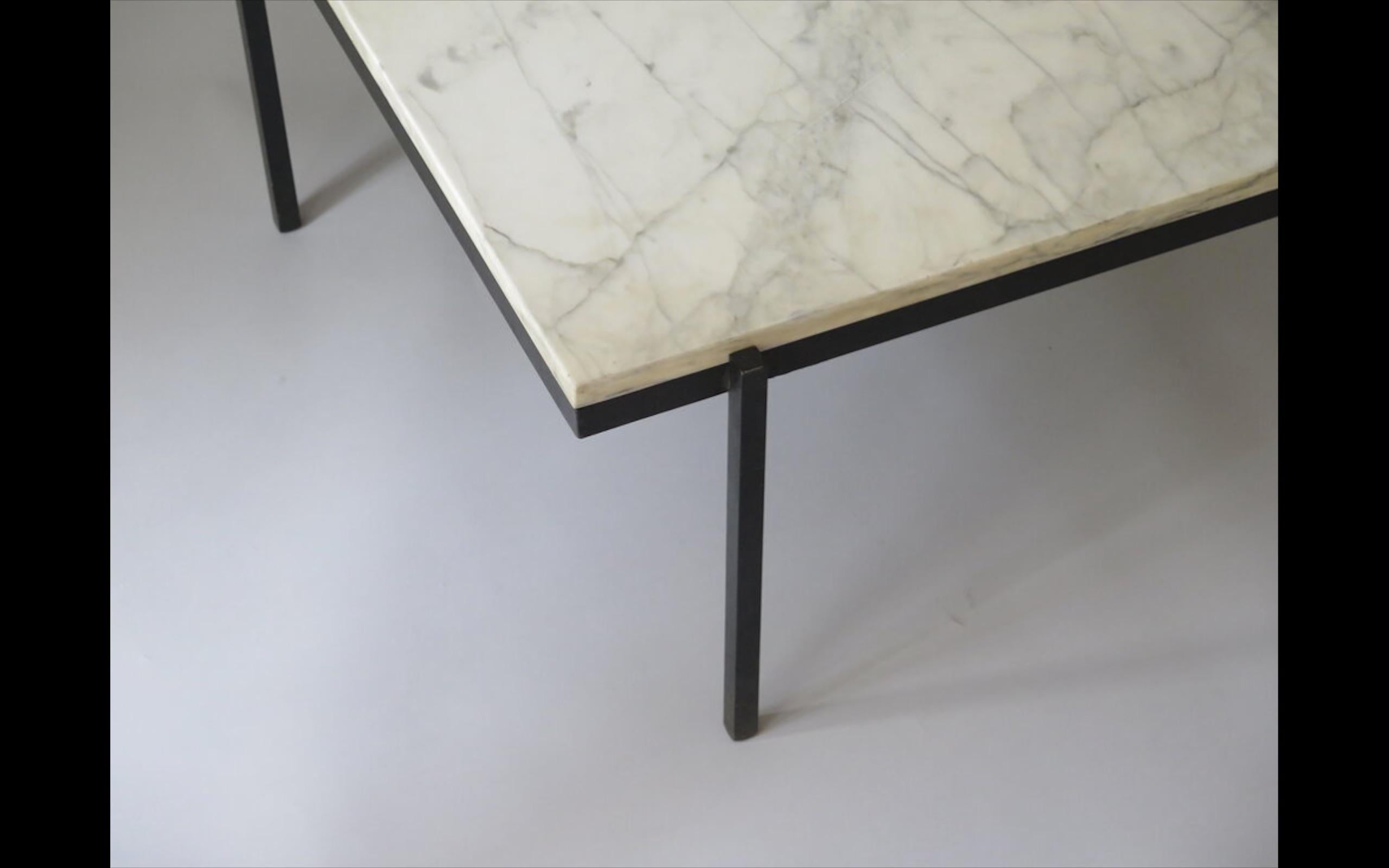 Welded Modernist Italian Marble and Iron Coffee Table, Italy For Sale