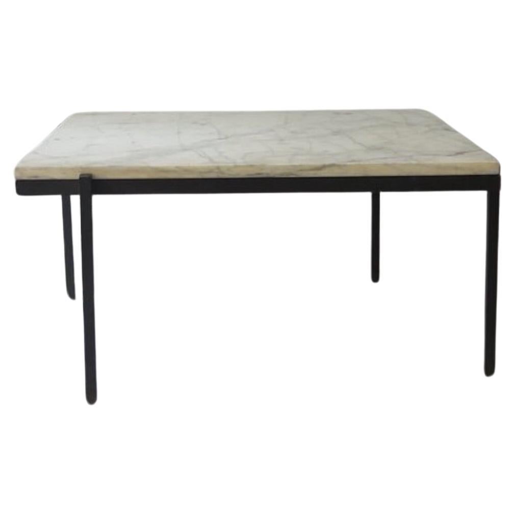 Modernist Italian Marble and Iron Coffee Table, Italy For Sale