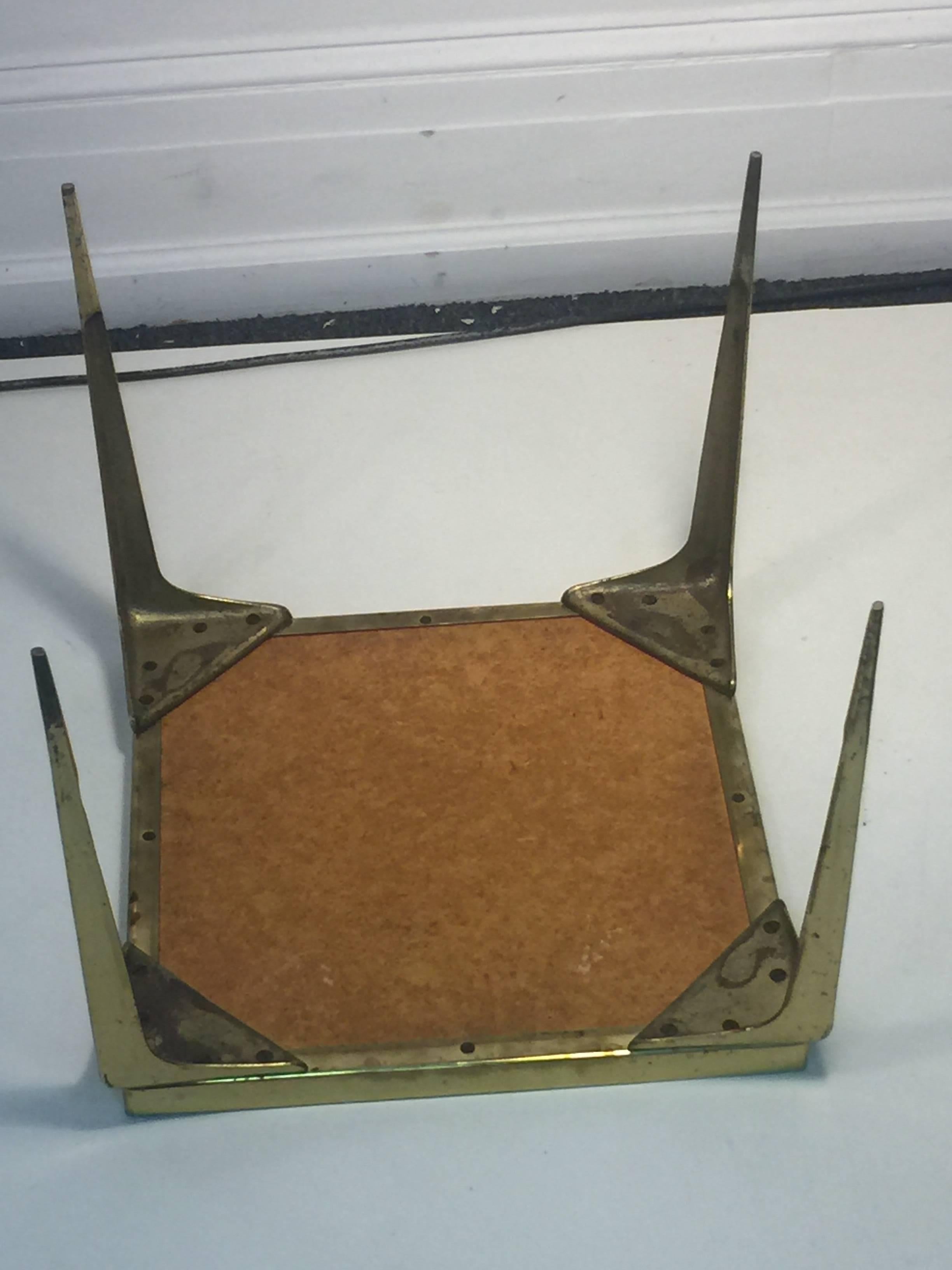 Modernist Italian Murano Glass Tile and Brass Table For Sale 4