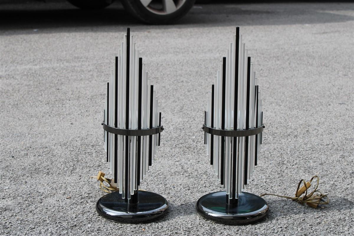 Modernist Italian Pair of table lamp black Murano glass Sciolari design 
only glass cm.42x15.