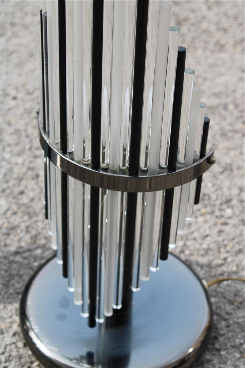 Metal Modernist Italian Pair of Table Lamp Black Murano Glass Sciolari Design For Sale
