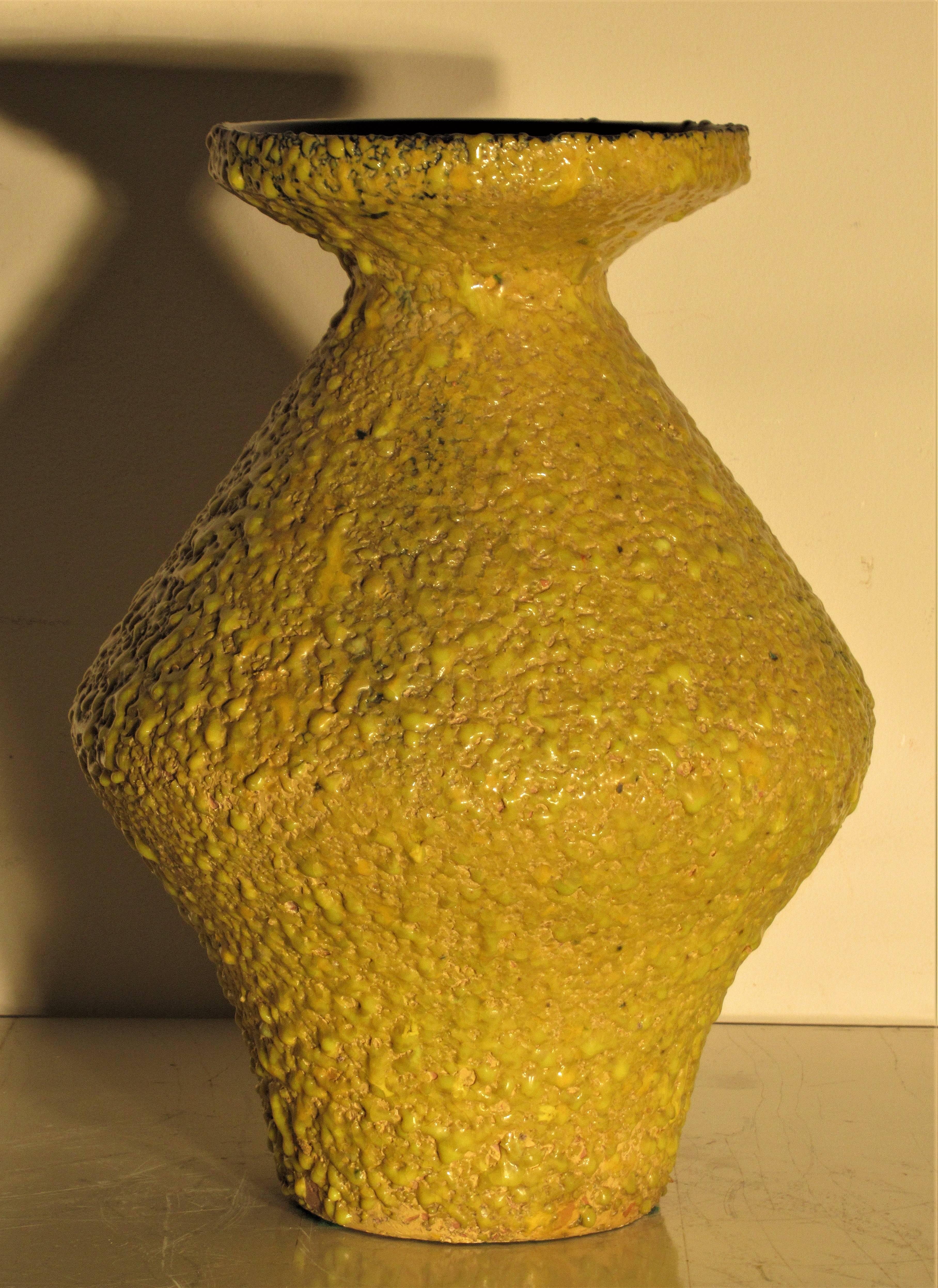 Modernist Italian Pottery Brilliant Volcanic Glaze Vase 4