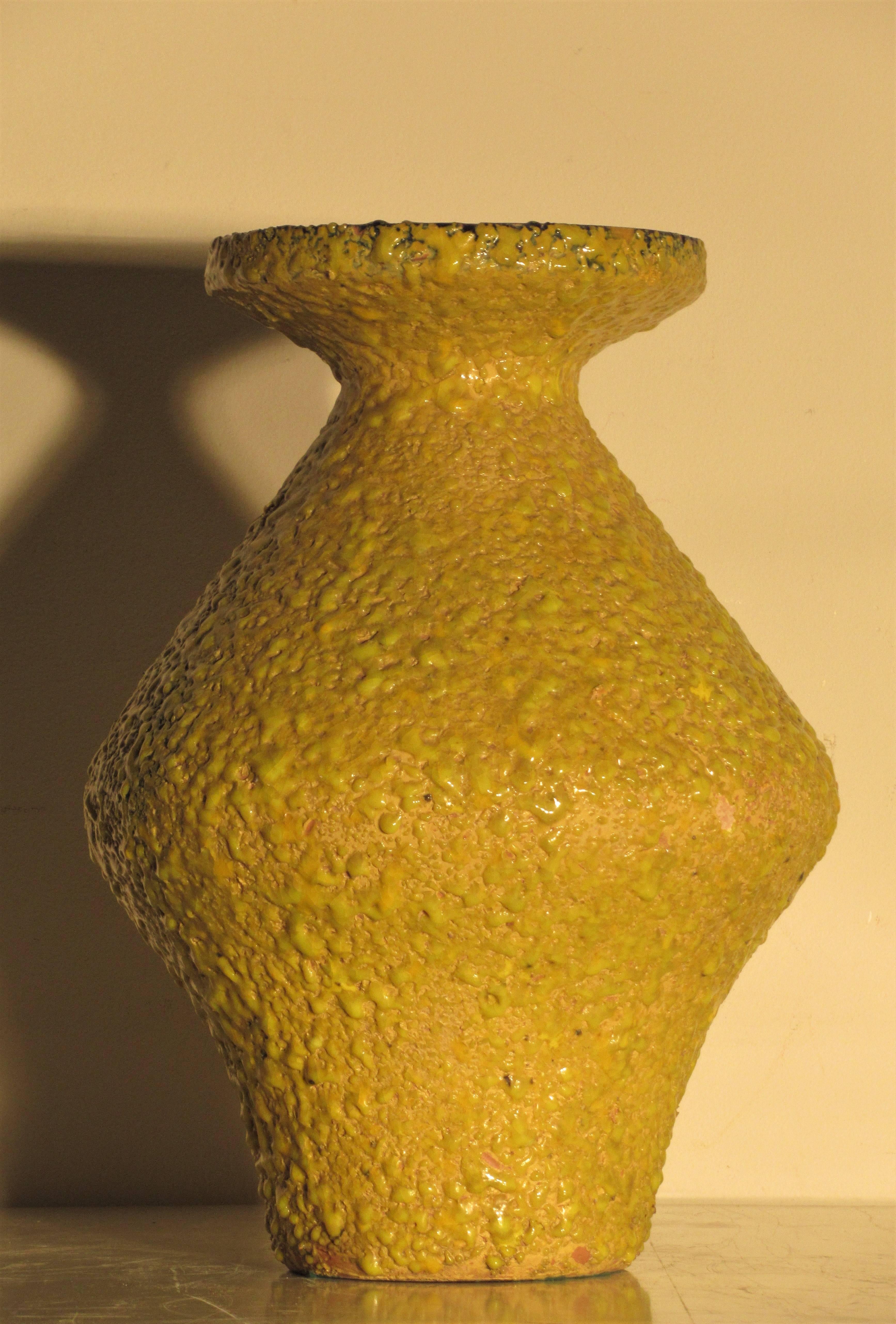 Modernist Italian Pottery Brilliant Volcanic Glaze Vase 5