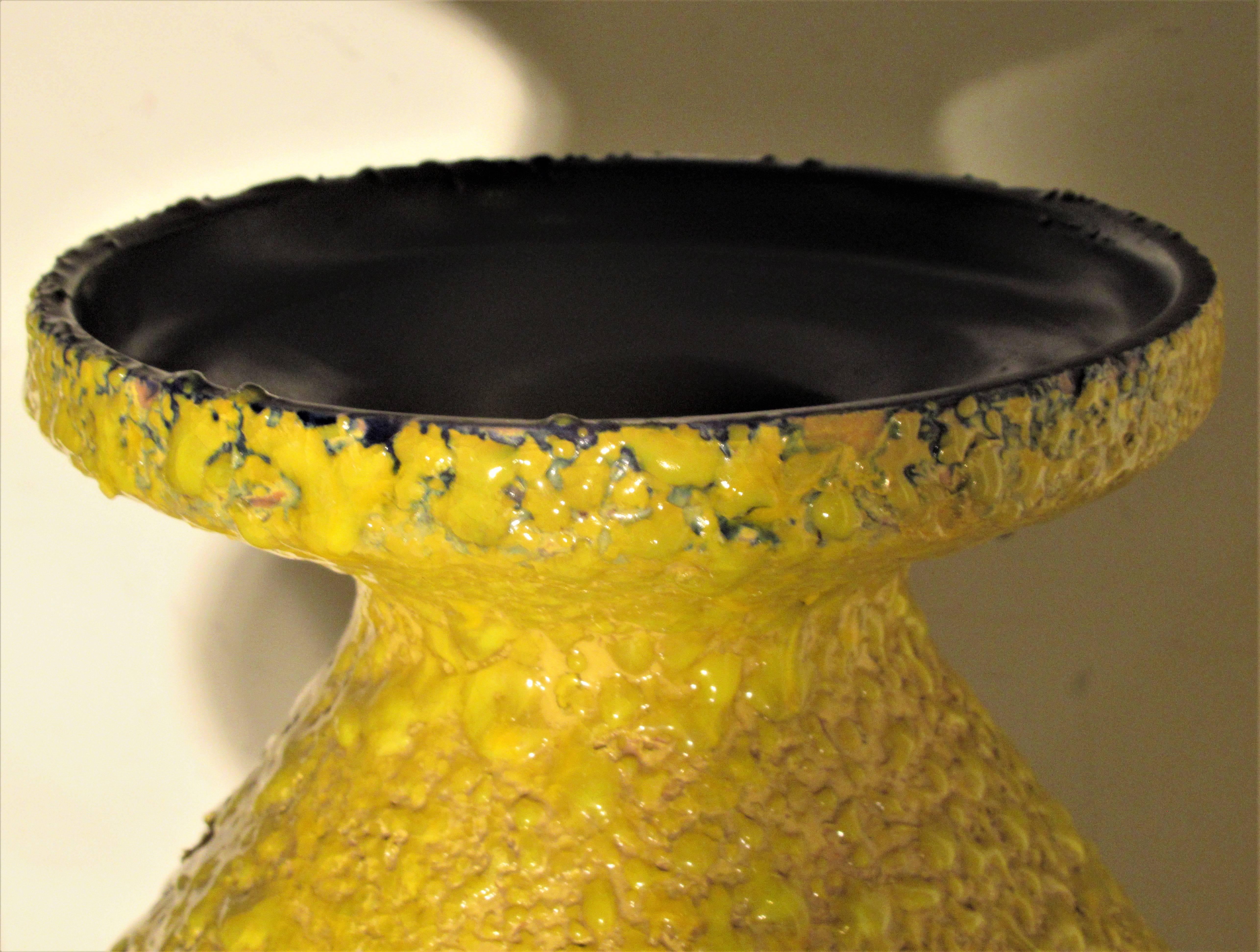 Mid-Century Modern Modernist Italian Pottery Brilliant Volcanic Glaze Vase