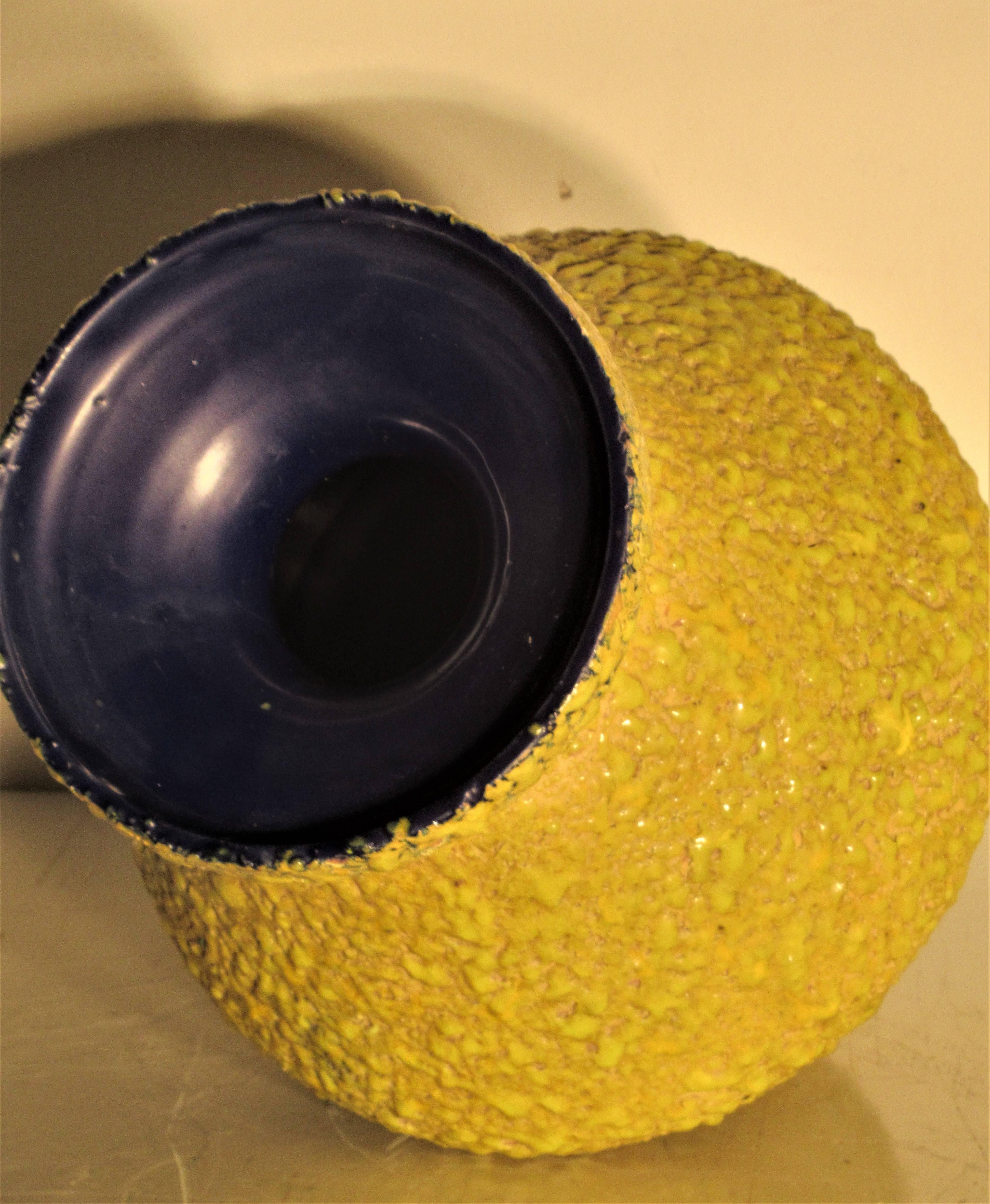 Glazed Modernist Italian Pottery Brilliant Volcanic Glaze Vase
