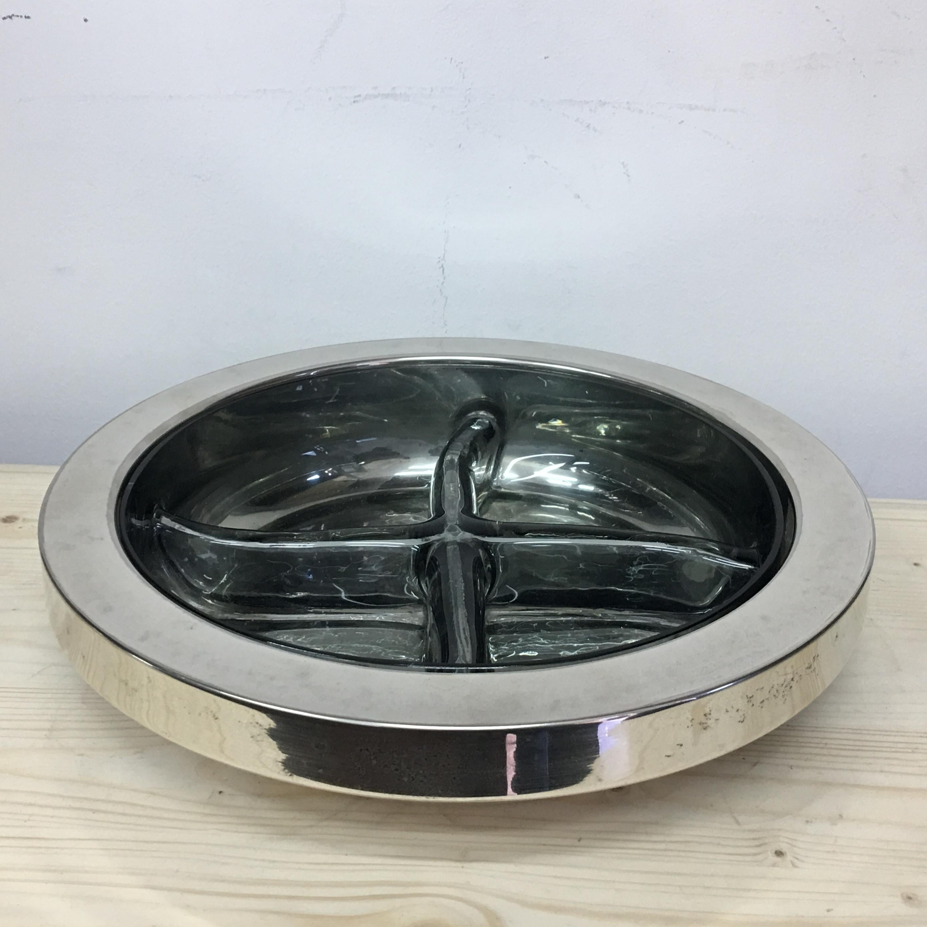 Modernist Italian Silver Plated Centerpiece Designed by Enrico Baldaro, 1970 For Sale 6