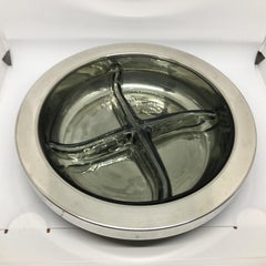 Centro de mesa modernista italiano plateado diseñado por Enrico Baldaro, 1970