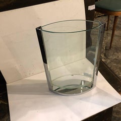Modernist Italian Steel and Glass Vase circa 1970