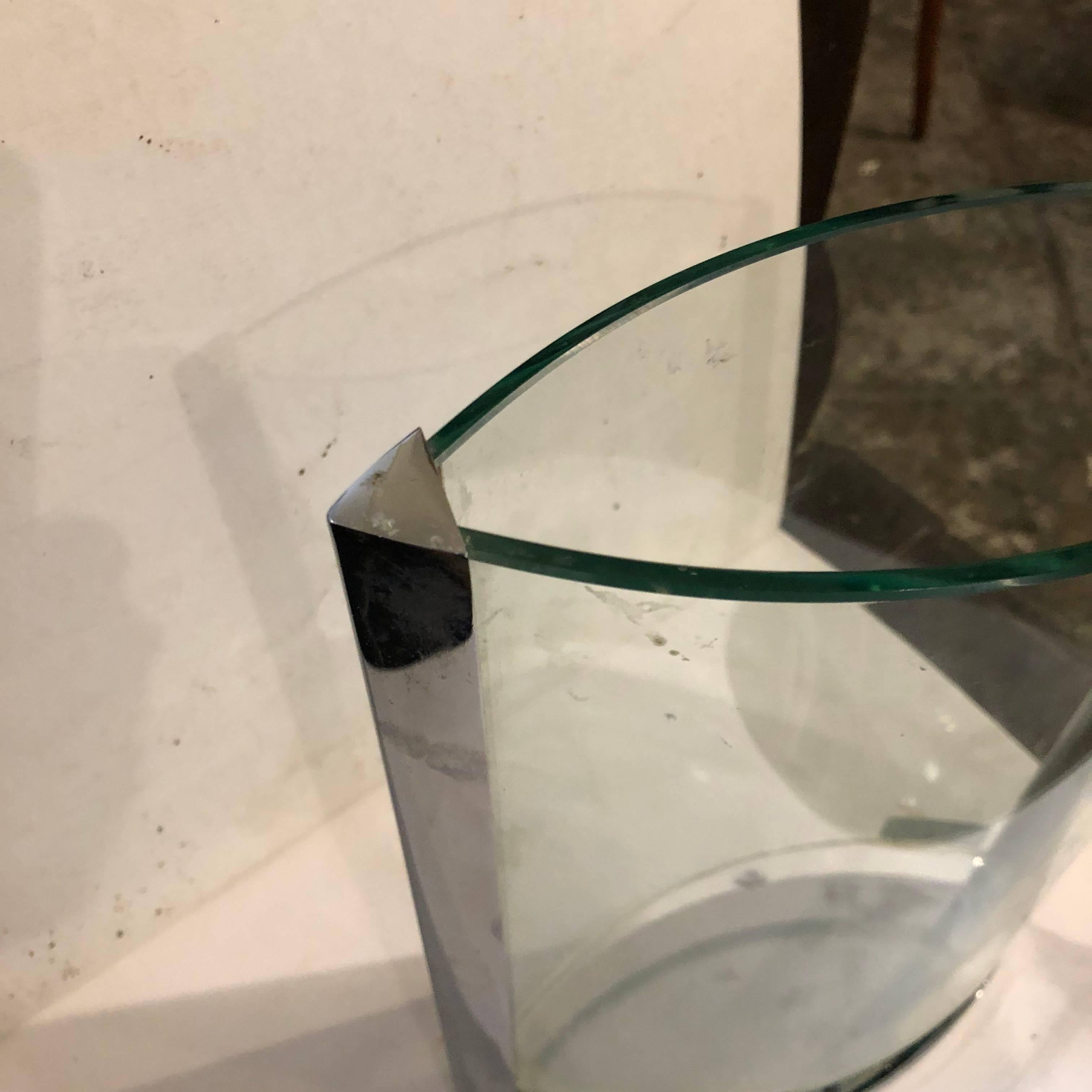 Modernist Italian Steel and Glass Vase circa 1970 In Good Condition In Aci Castello, IT