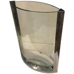 Modernist Italian Steel and Glass Vase circa 1970