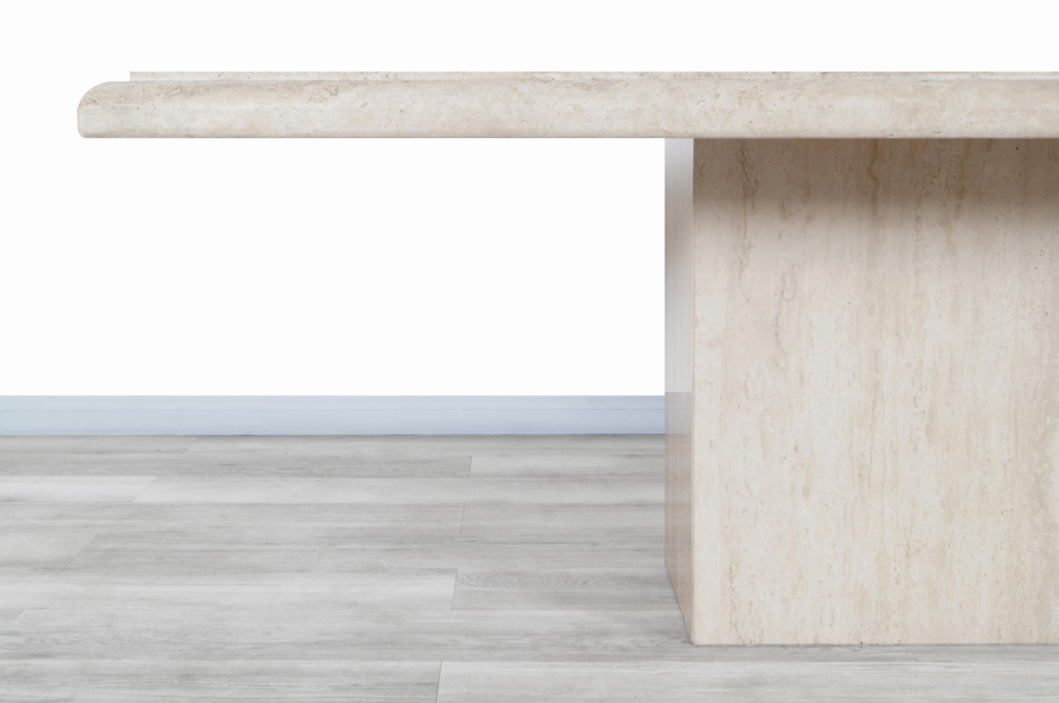 Modernist Italian Travertine Dining Table In Excellent Condition In North Hollywood, CA