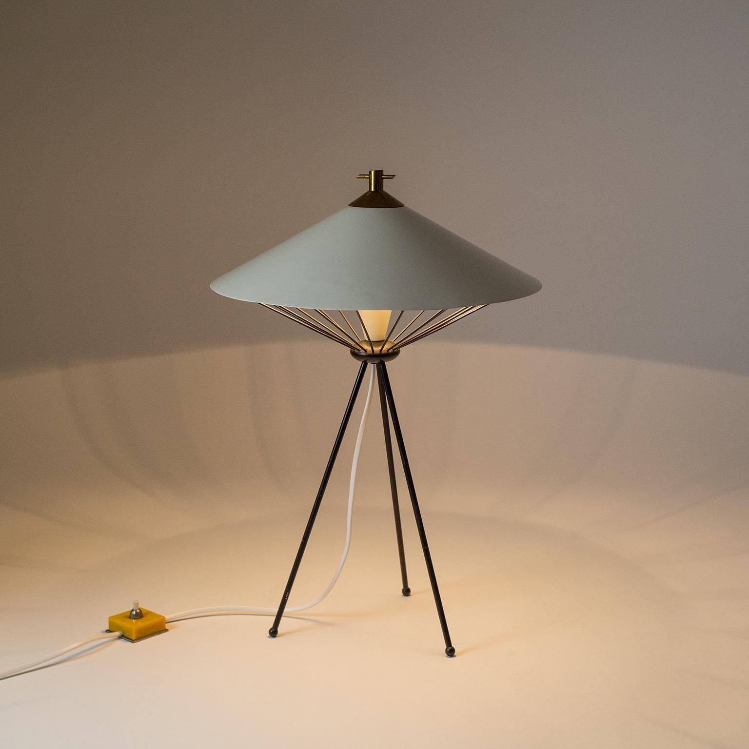 Lacquered Modernist Italian Tripod Table Lamp, 1950s