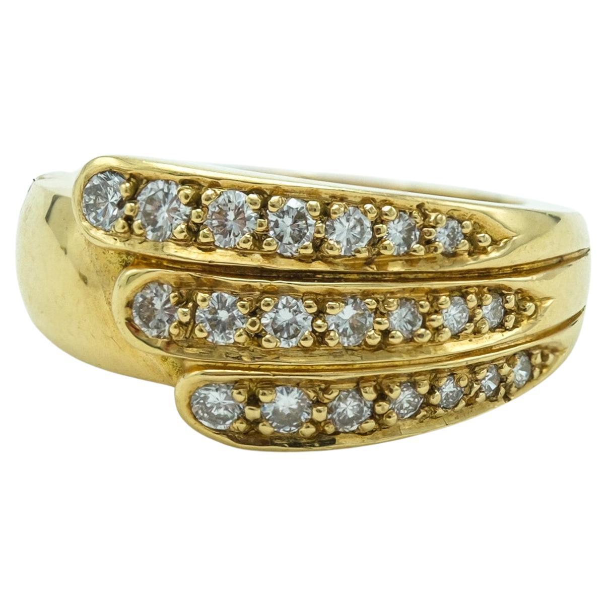 Modernist Jabel 18 Karat Yellow Gold and 21 Diamond Three Row Band Ring 
