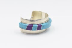 Modernist Jack Woolsey Turquoise & Jasper Sterling Silver Cuff Bracelet