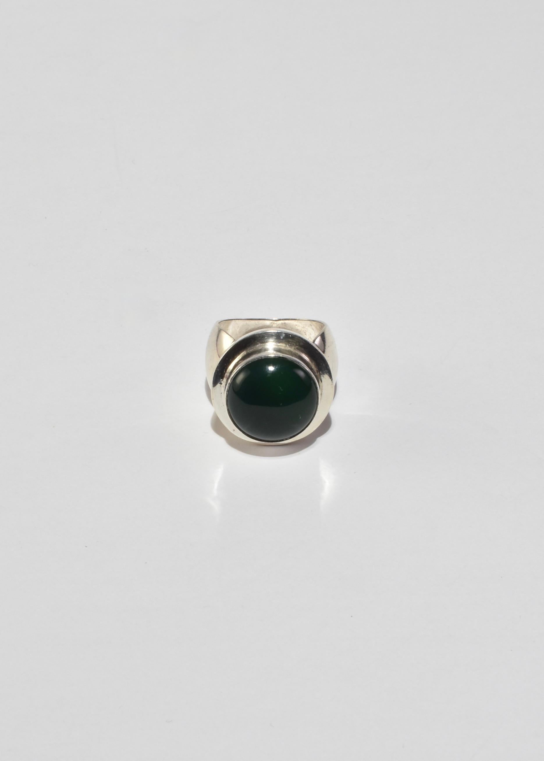 Cabochon Modernist Jade Ring For Sale