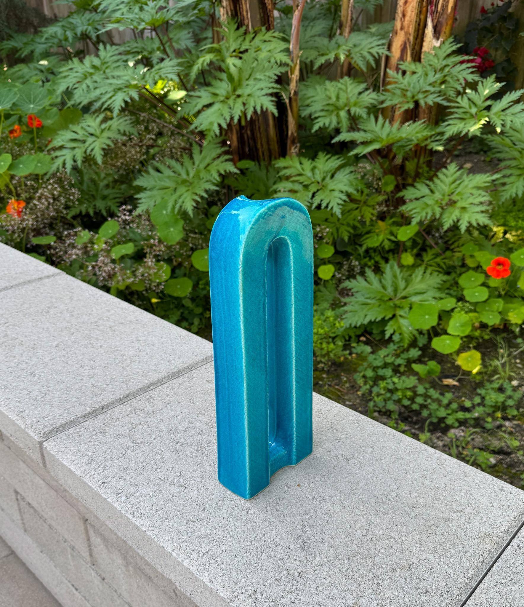 Modernistische japanische blaue Ikebana-Vase, Japan, 20. Jahrhundert im Angebot 6