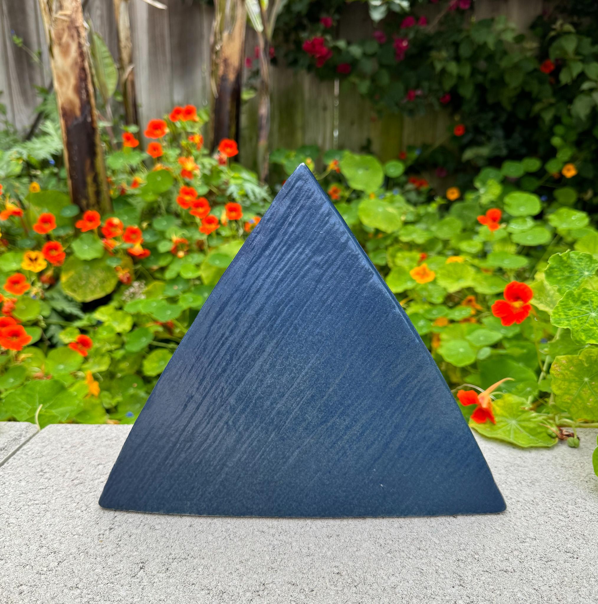 Modernist Japanese Blue Pyramid Ikebana Vase, Japan, 20th Century. 