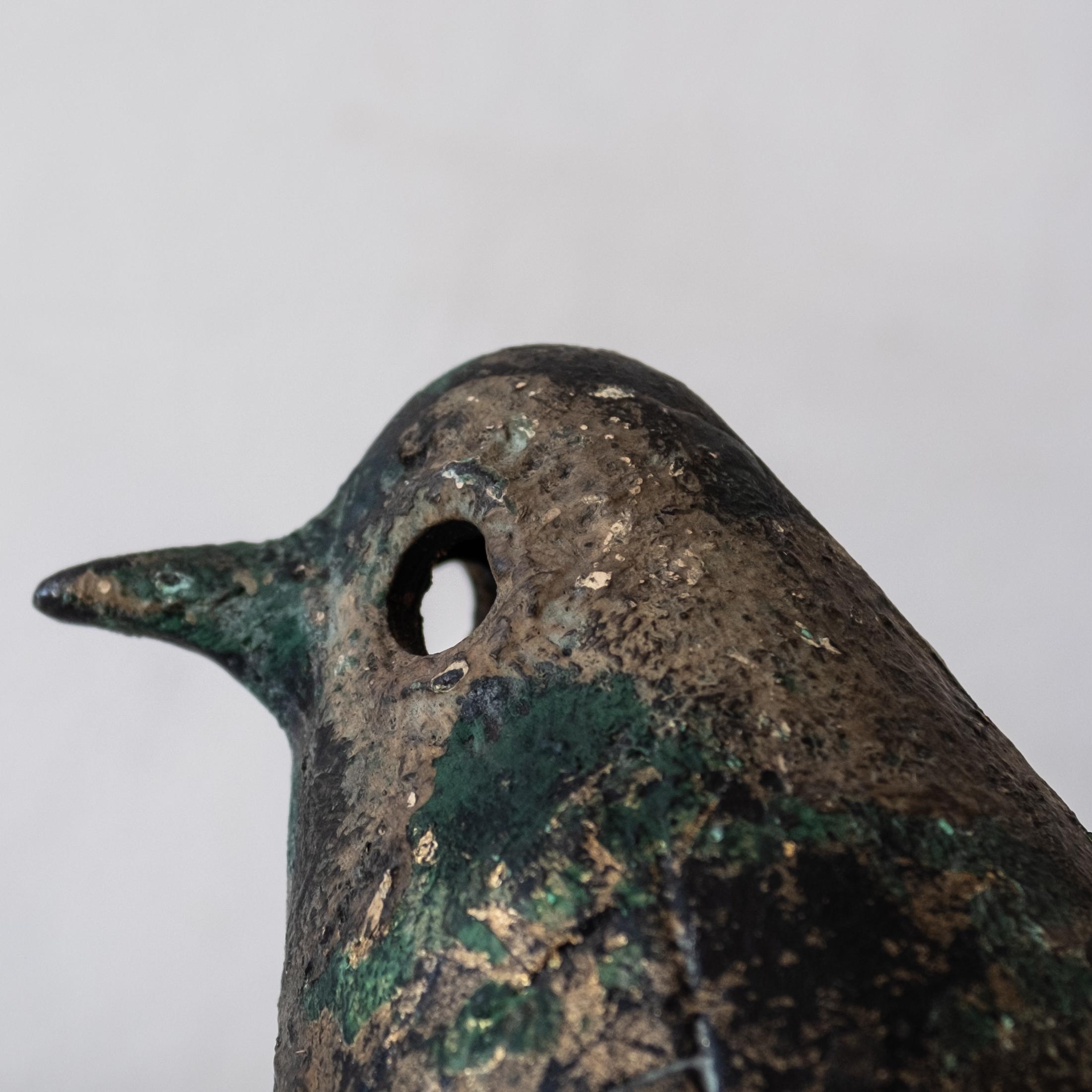 Modernist Japanese Cast Iron Bird Sculpture 1950s For Sale 6