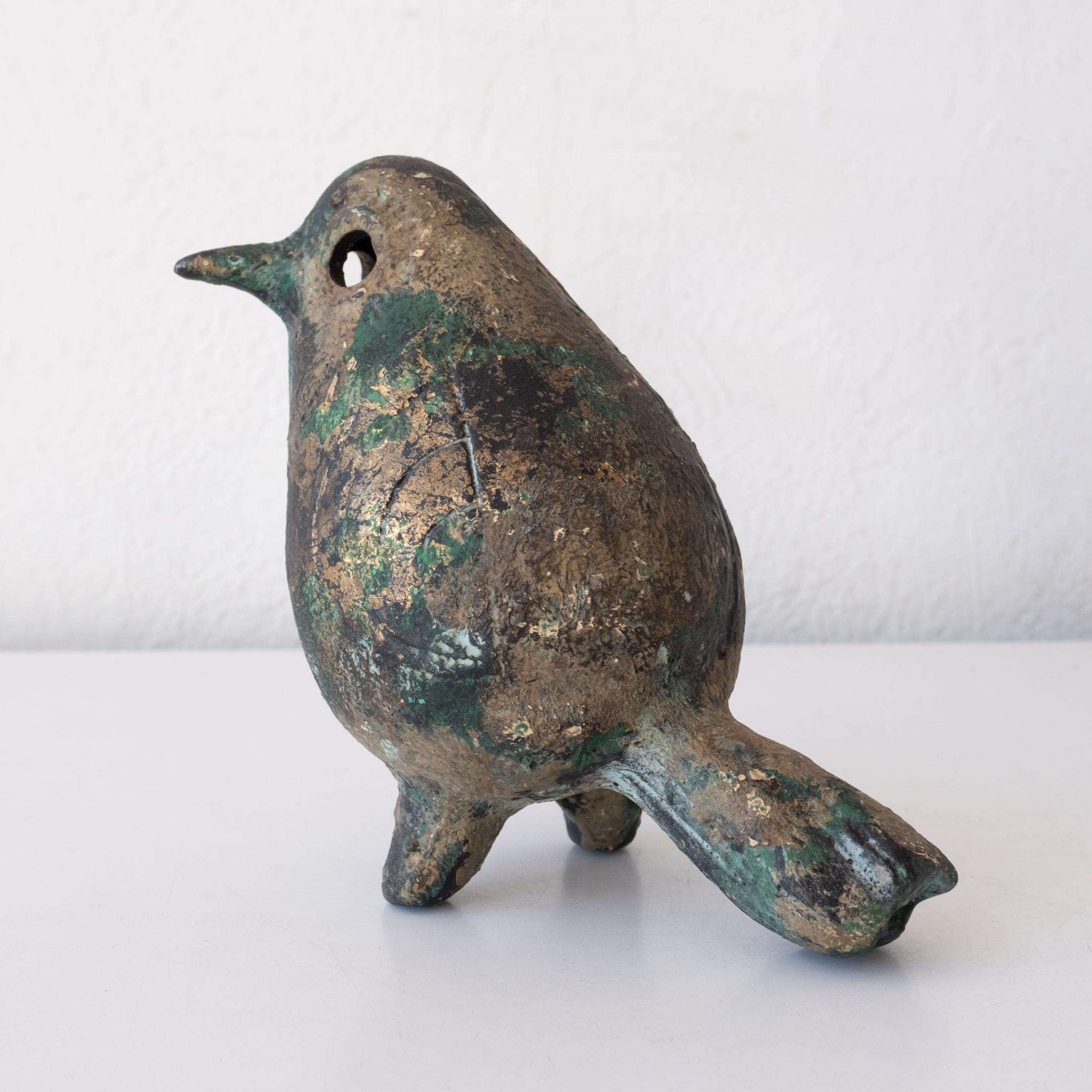 Modernist Japanese Cast Iron Bird Sculpture 1950s For Sale 8