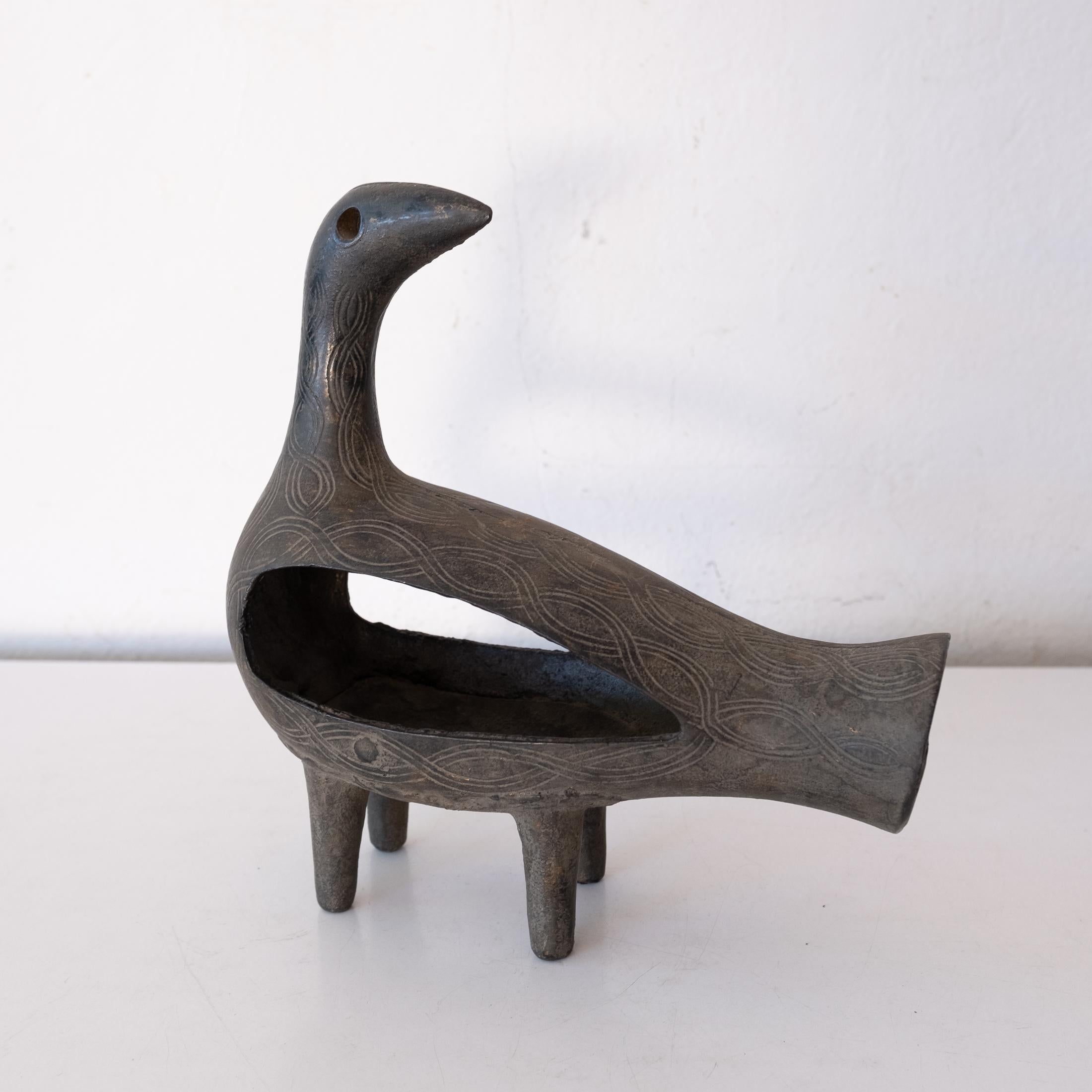 Mid-Century Modern Modernist Japanese Cast Iron Bird Sculpture 1950s