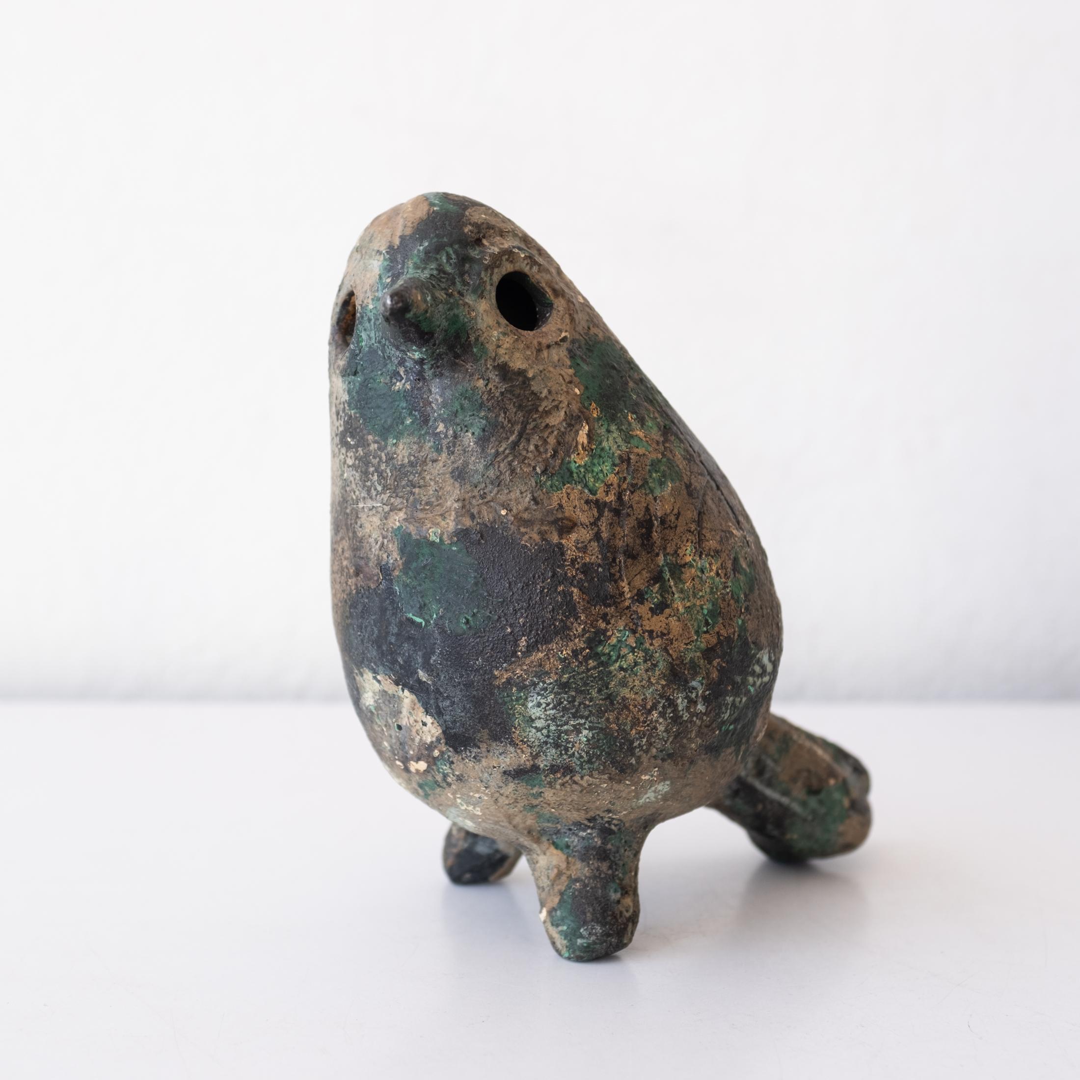 Modernist Japanese Cast Iron Bird Sculpture 1950s In Good Condition For Sale In San Diego, CA