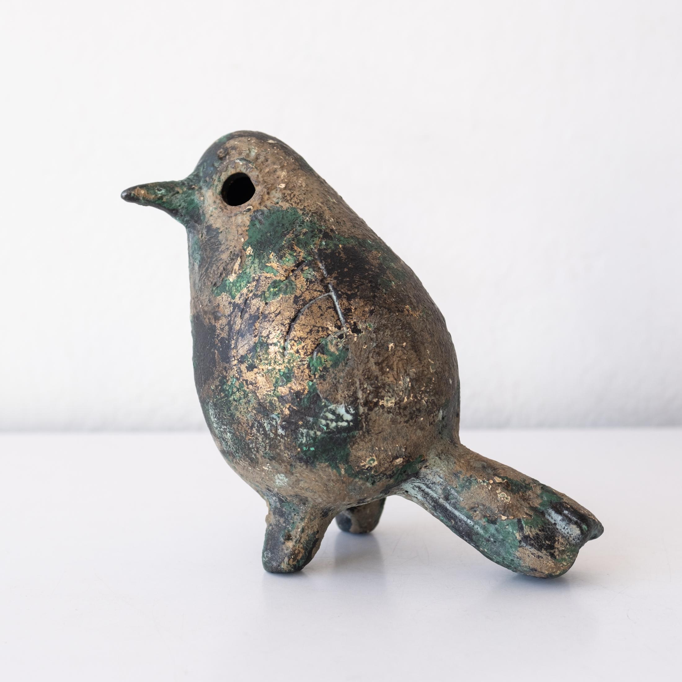20th Century Modernist Japanese Cast Iron Bird Sculpture 1950s For Sale