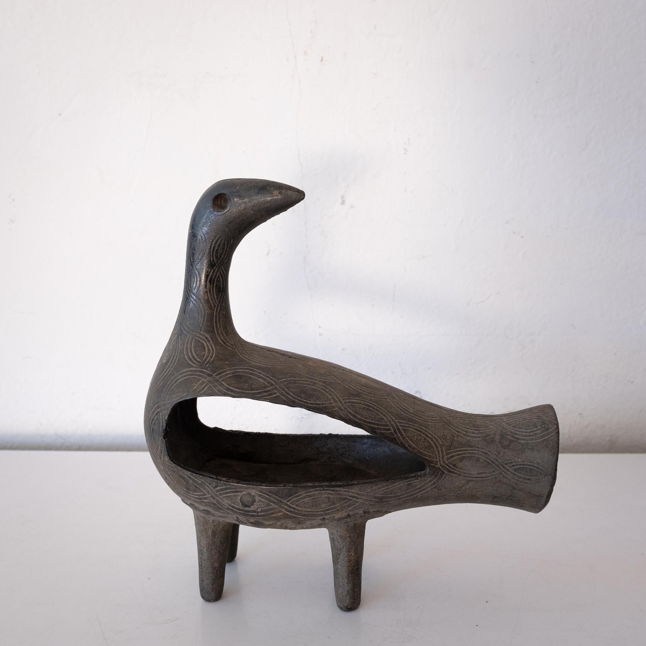 Modernist Japanese Cast Iron Bird Sculpture 1950s 1