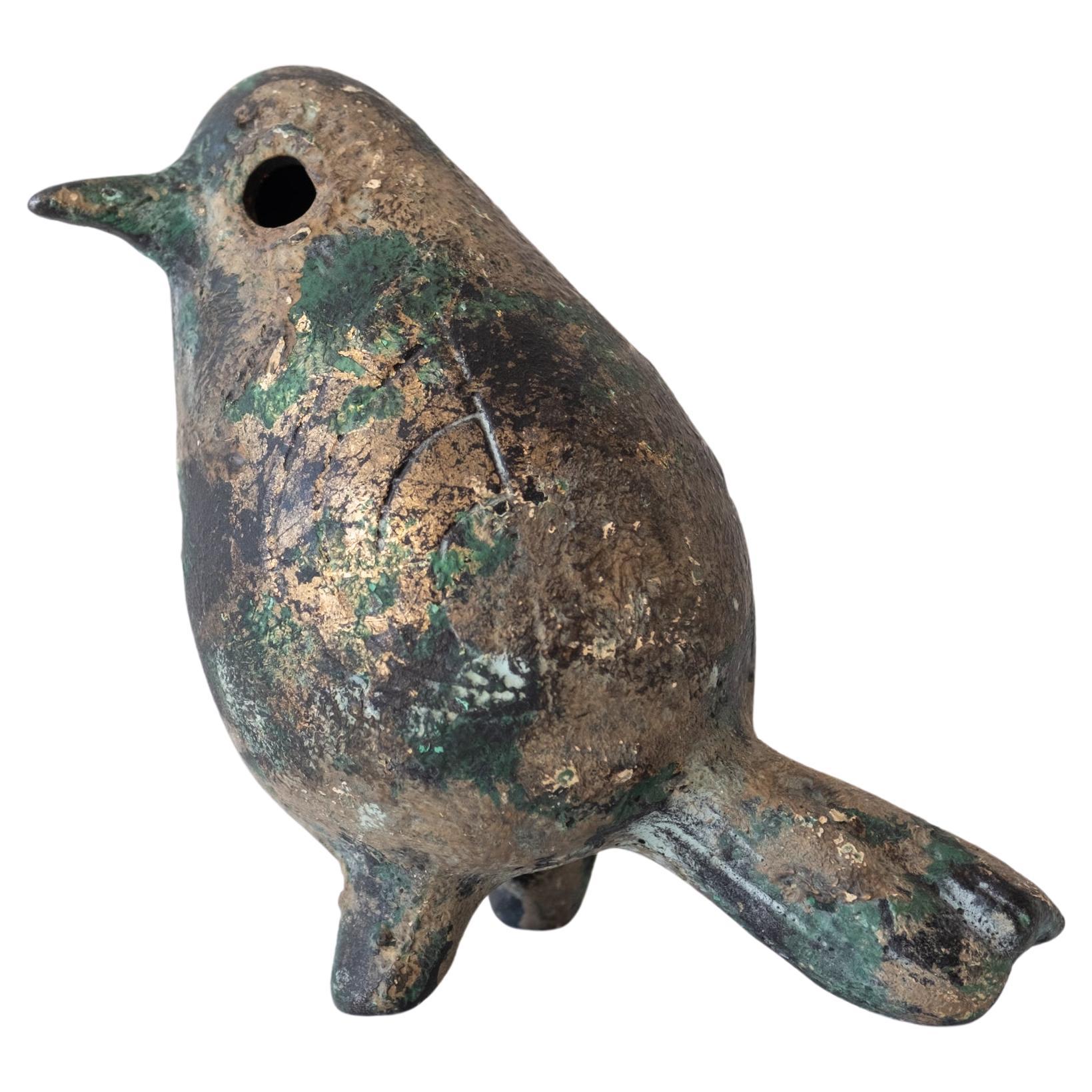 Modernist Japanese Cast Iron Bird Sculpture 1950s For Sale