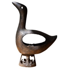 Modernist Japanese Cast Iron Bird Sculpture 1950s