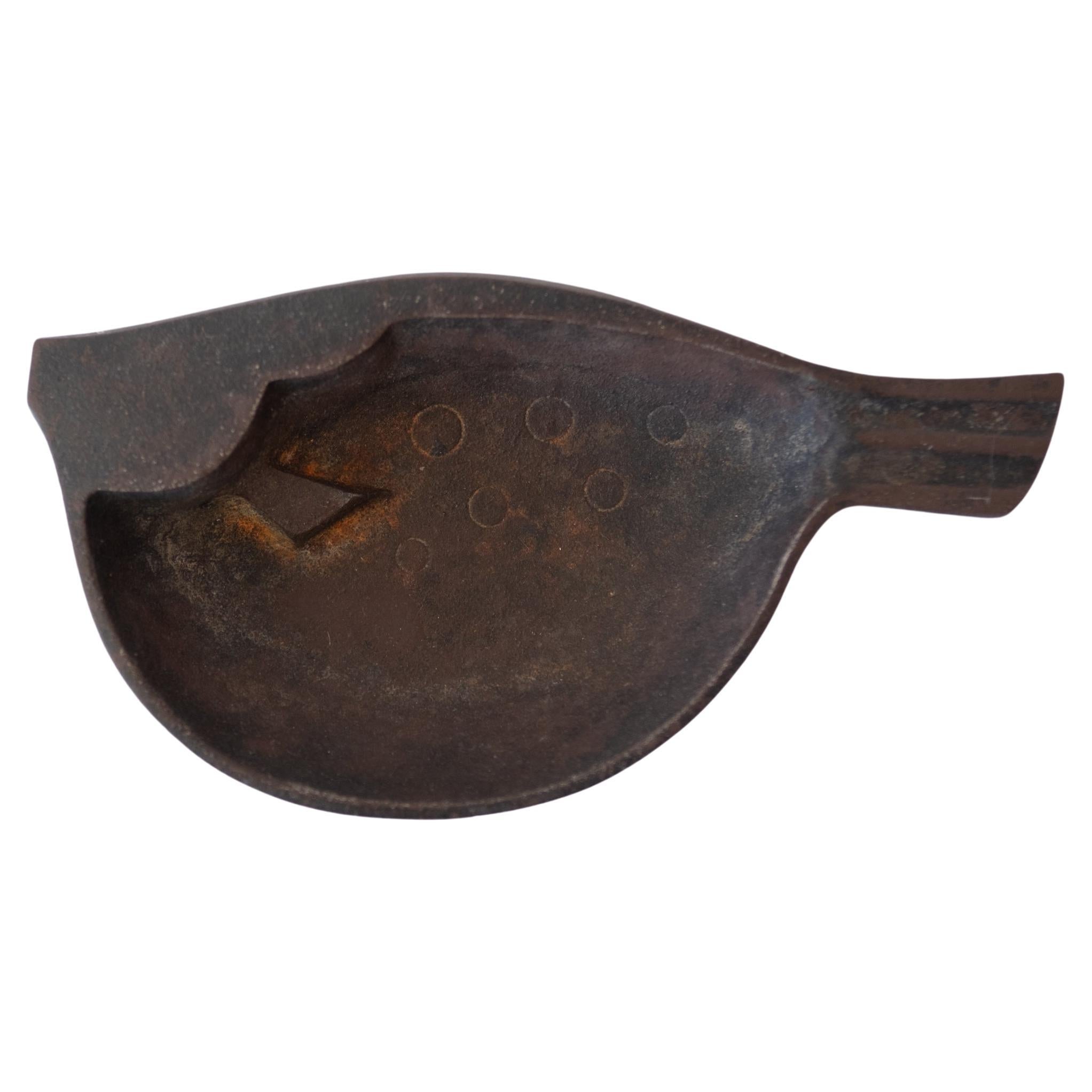 Modernist Japanese Iron Fish Incense Bowl For Sale