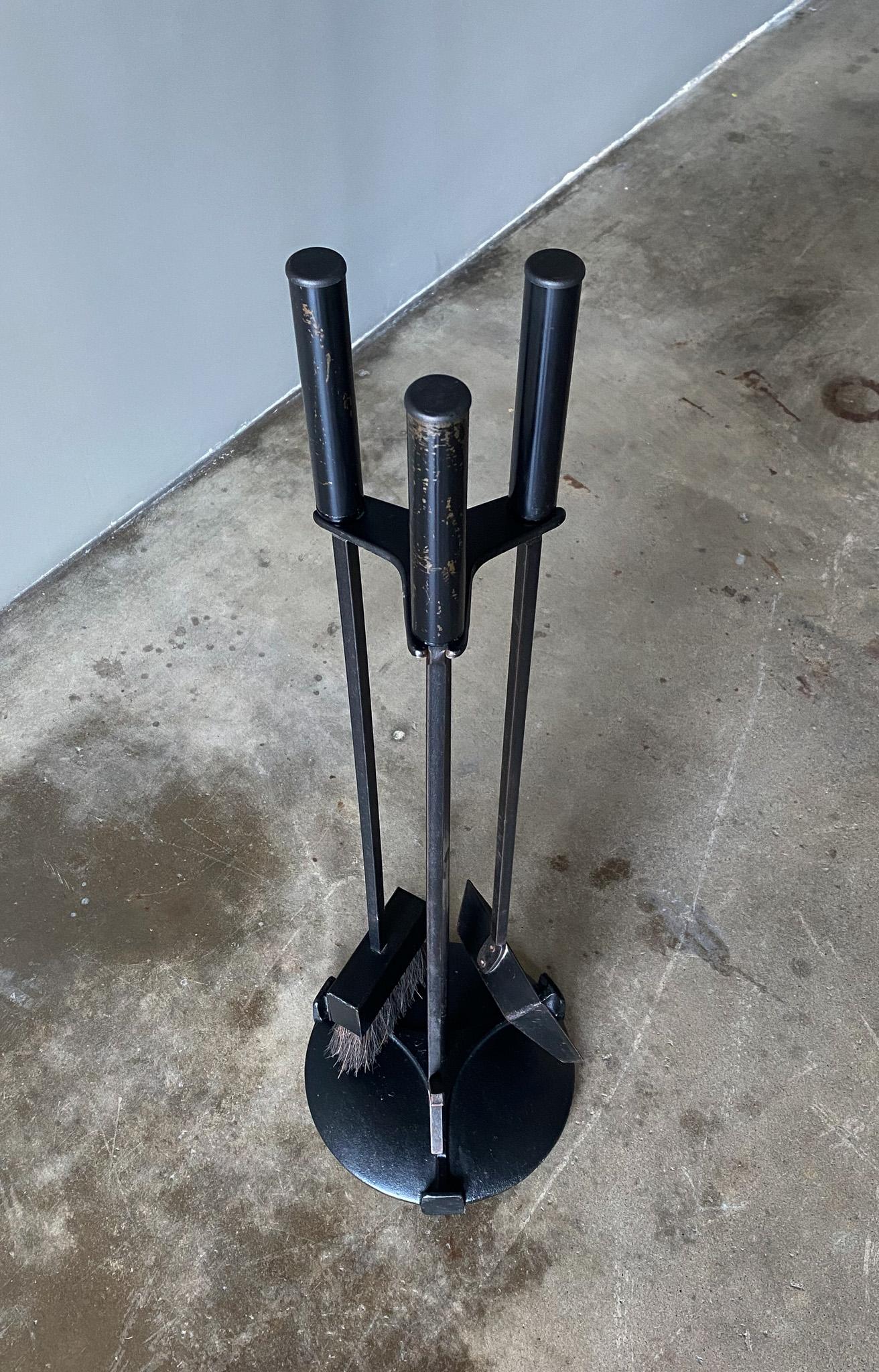 Mid-Century Modern Modernist Japanese Iron Modernist Fire Tools, Japan, 1960's