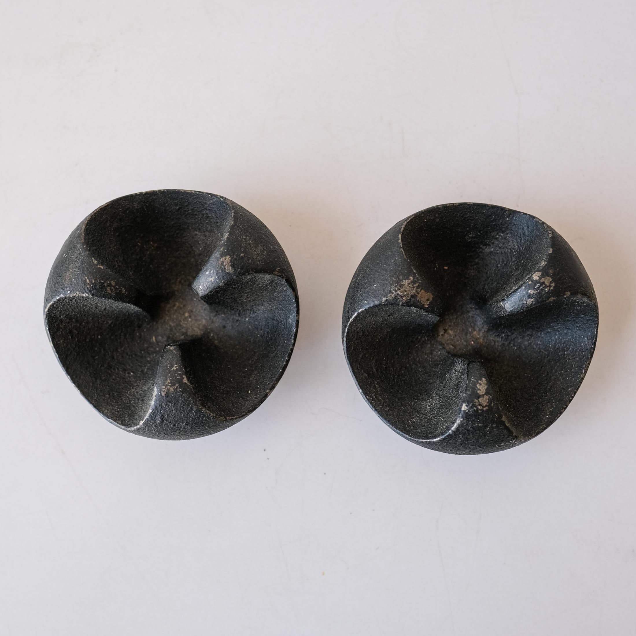 Iron candle holders from Japan. Stamped. Great patina. 1950s.