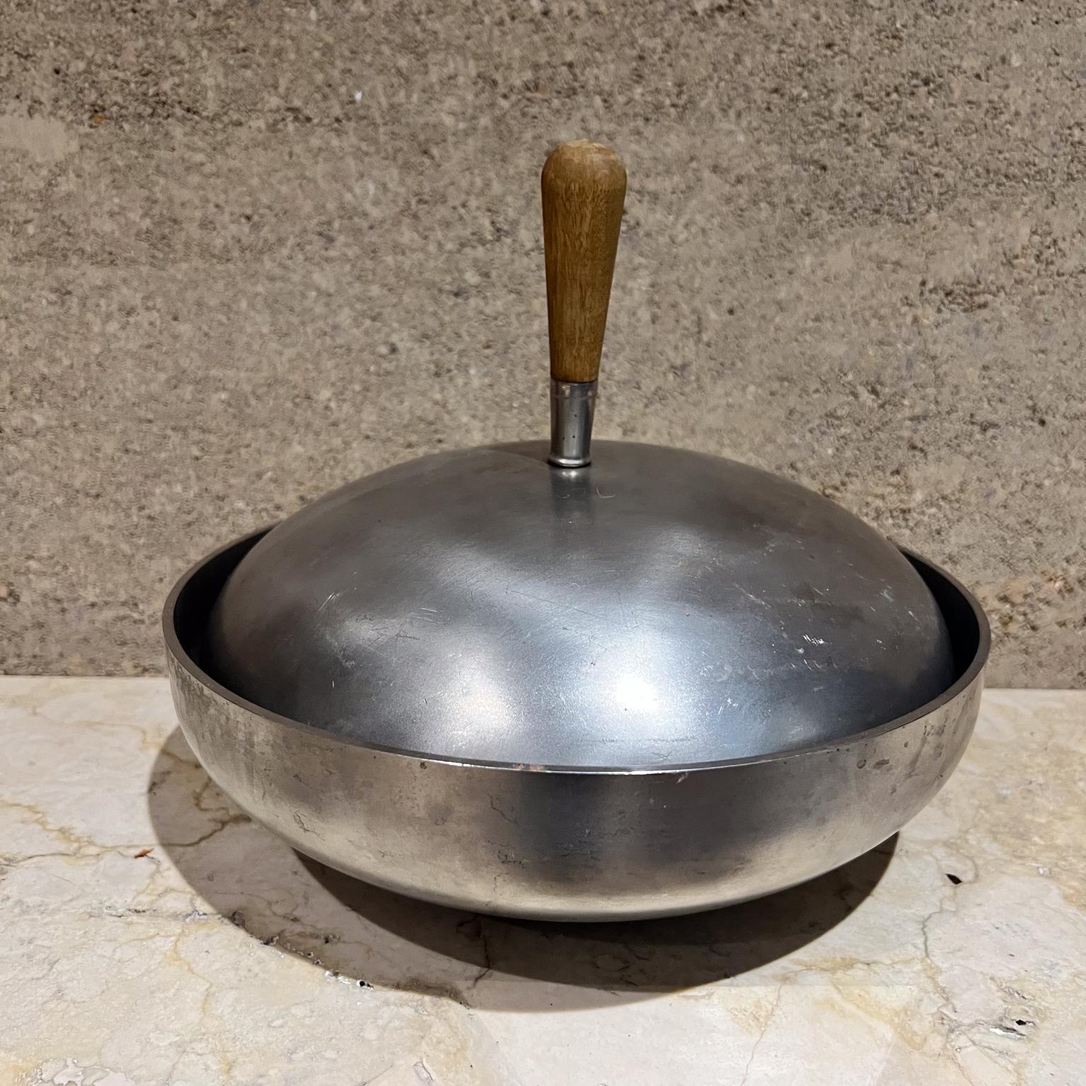 Mid-Century Modern Modernist Japanese Stainless Steel Cookware Vintage Lidded Pot For Sale