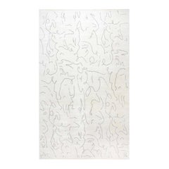Modernist Jean Cocteau Style Handmade Black, White Wool Rug by Doris Leslie Blau