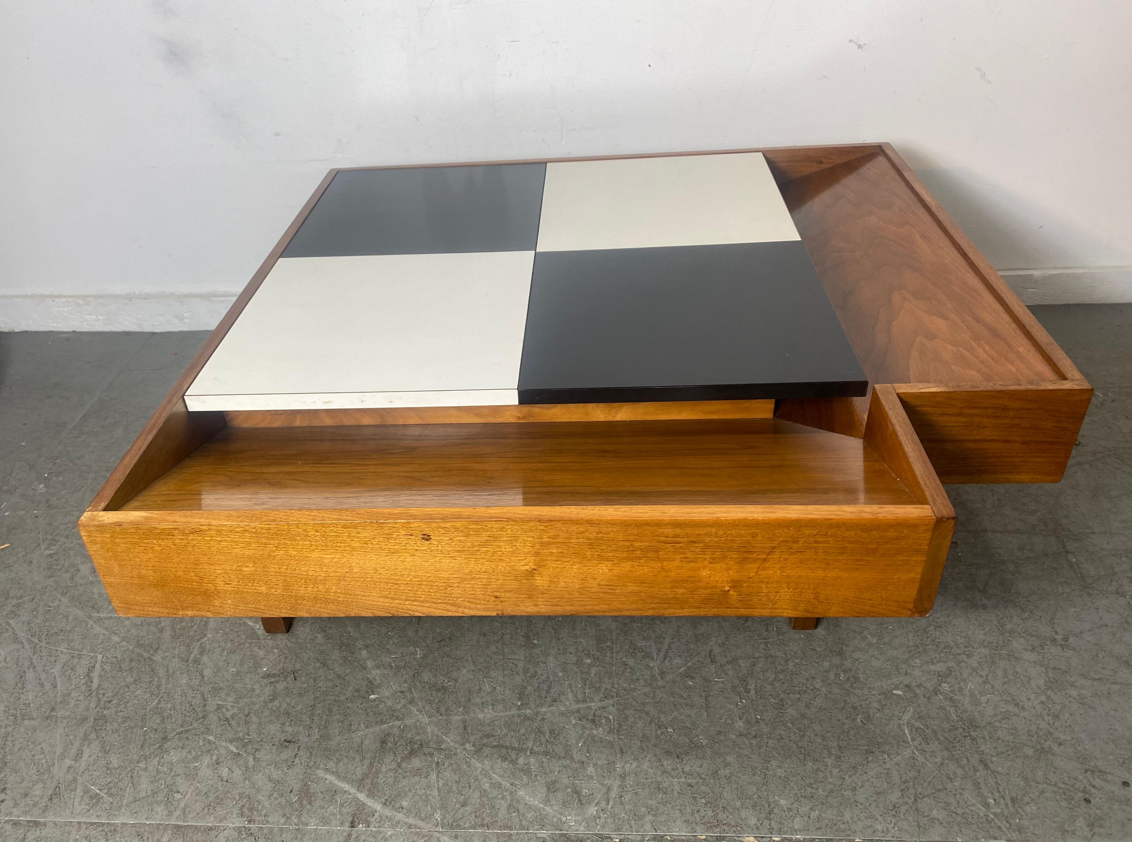 Laminate Modernist John Keal for Brown Saltman Checkerboard Coffee Table /Storage For Sale