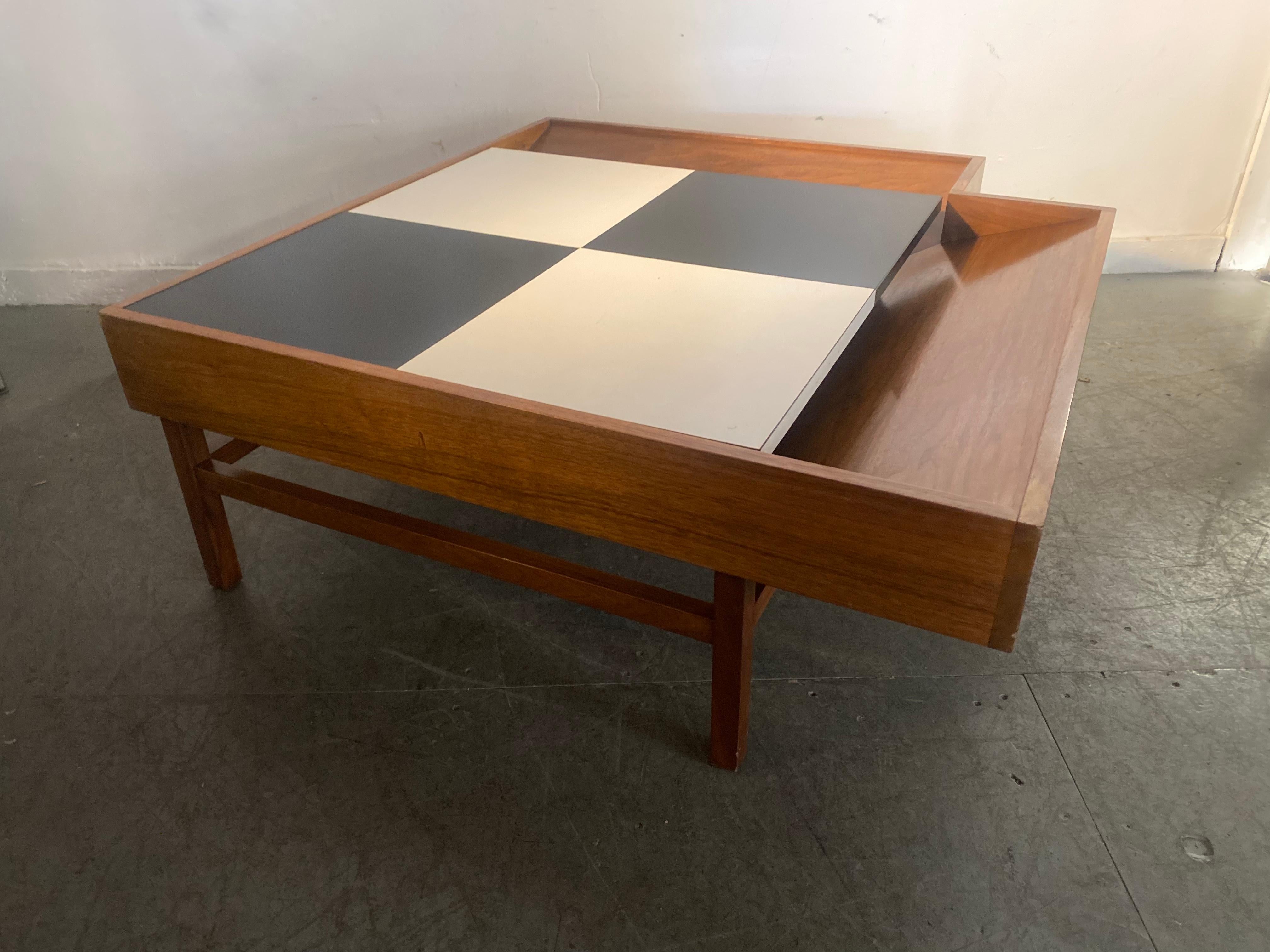 Modernist John Keal for Brown Saltman Checkerboard Coffee Table /Storage For Sale 2