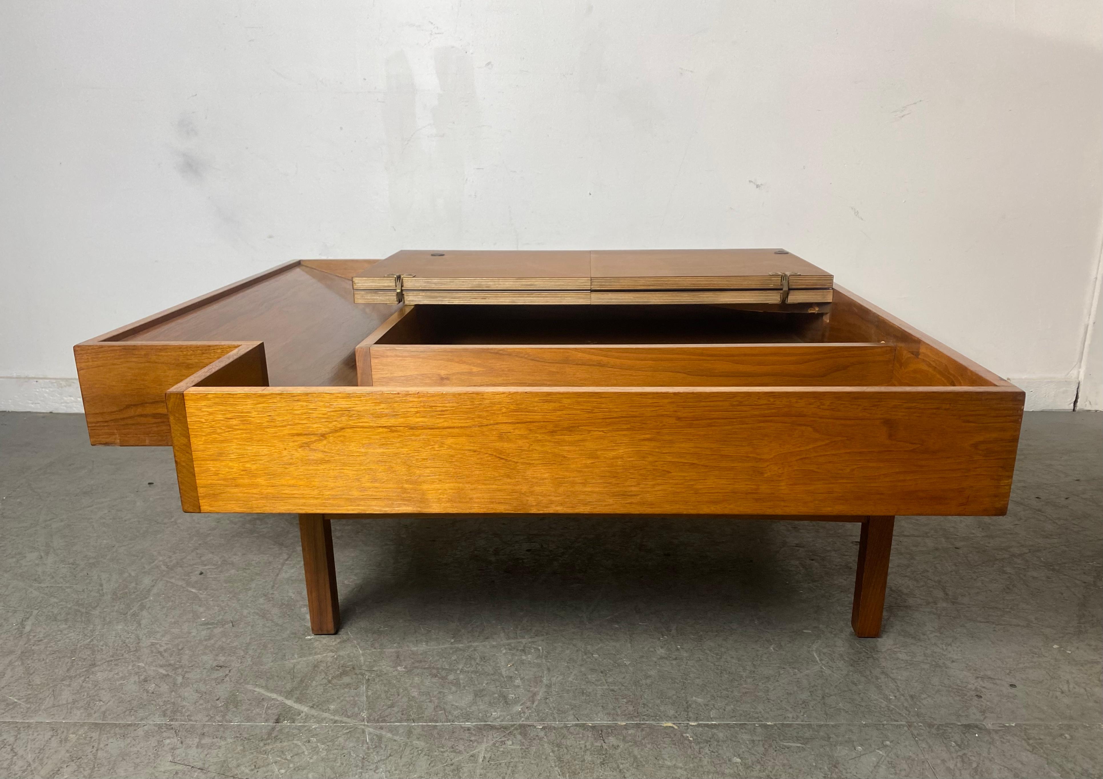 Mid-20th Century Modernist John Keal for Brown Saltman Checkerboard Coffee Table /Storage For Sale